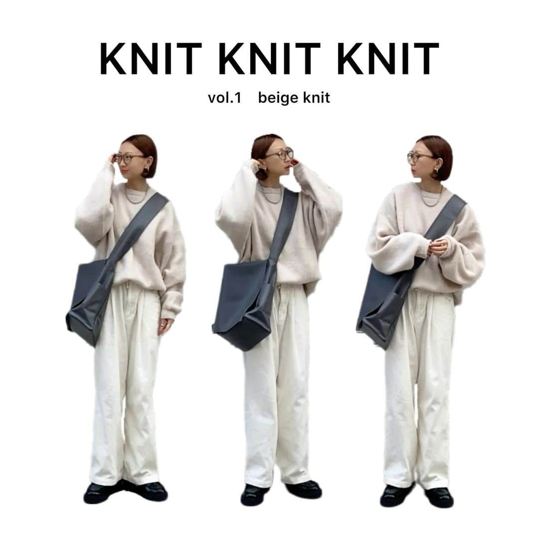 rainbowkwok2のインスタグラム：「. 毎日着てるニットたち🧶  vol.1  beige knit  このニット本当好き過ぎて 困ったらとりあえずこれ着る笑  柔らかいし洗えるし🦙 白いパンツとの相性抜群  knit/bag @notch._official  . . . #code #outfit #ootd . . . 詳しくは#wear で見てね♥︎ wear account → sizu0618 . . . #pr#コーディネート#Locari#着回し#着回しコーデ #着回しアイテム#トレンドコーデ#大人カジュアル#カジュアルコーデ#コーデ#zozotown#2023fw#junoah#秋冬コーデ#秋コーデ#冬コーデ」