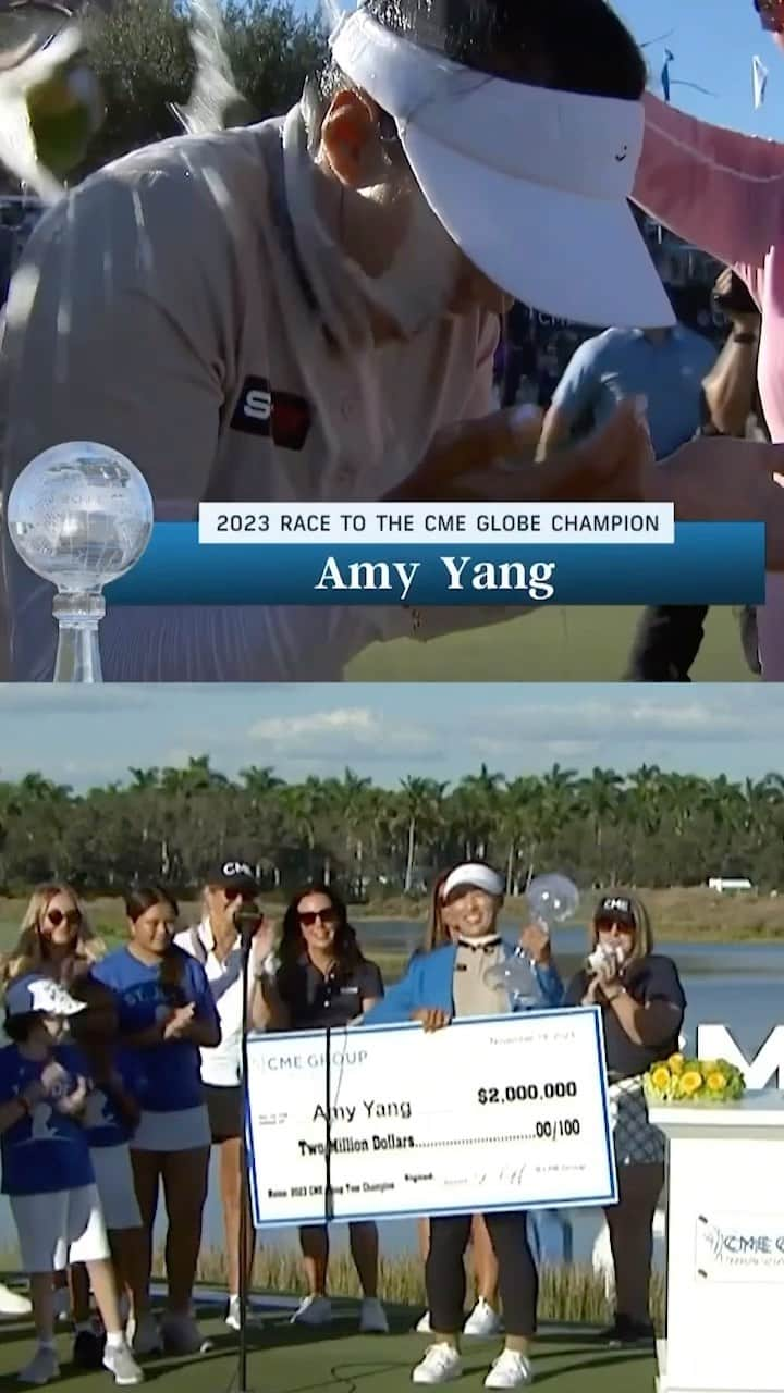 チョン・インジのインスタグラム：「Amy Yang takes home the CME Globe and one of the largest checks in women’s golf history at the @CMEGroupLPGA Tour Championship. 👑💰」