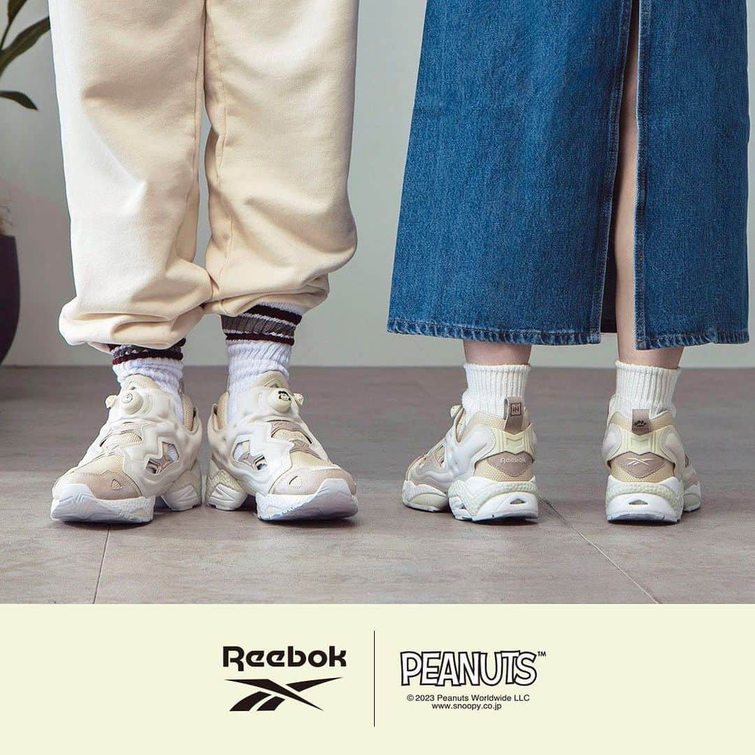 Reebok JPのインスタグラム：「. Reebok × PEANUTS "INSTAPUMP FURY 95"  ポンプ部分に「チャーリー・ブラウン」と「ルーシー」のアートワークをチョイス。 全体のカラーリングをベージュでまとめカジュアルすぎないクラシカルな雰囲気に仕上げ、どこへ行くにも履きたくなる一足。  We chose the artwork of "Charlie Brown'' and "Lucy'' on the pump part. The overall coloring is beige, creating a classic atmosphere that isn't too casual, making these a pair you'll want to wear wherever you go.  #Reebok #リーボック#Peanuts #Snoopy」