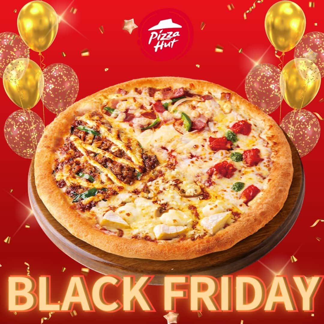 ピザハットのインスタグラム：「#ピザの日 も #ピザハット に決まりっ🤗  11月20日のピザの日🍕は ピザハットを食べてお祝いしよう🎉 今なら、おトクな #ブラックセール を開催中🎁✨  みんな大好き #元祖カズレーザー4 だって、 テイクアウトなら1枚777円～👏💖  --- 💚テイクアウトスーパーセール →厳選7種Mサイズピザが”何枚買っても”1枚777円～  対象商品： ・イタリアントマト＆ガーリック ・ペパロニクラシック ・じゃがマヨコーン ・つぶつぶハニマスソーセージ ・ハット明太マヨ ・詩羽のエンジョイ４ ・元祖カズレーザー４ ※お持ち帰り限定での販売です。 ※生地は｢ハンドトス｣｢クリスピー｣｢パンピザ｣から選べます｡ ※パンピザ生地は一部店舗を除き別途生地料金100円頂きます。 ※ハーフ＆ハーフはお選びいただけません。 ---  #おトク #お得 #お得情報 #お買い得 #テイクアウト#宅配ピザ #デリバリー #ブラックフライデーセール #セール情報」
