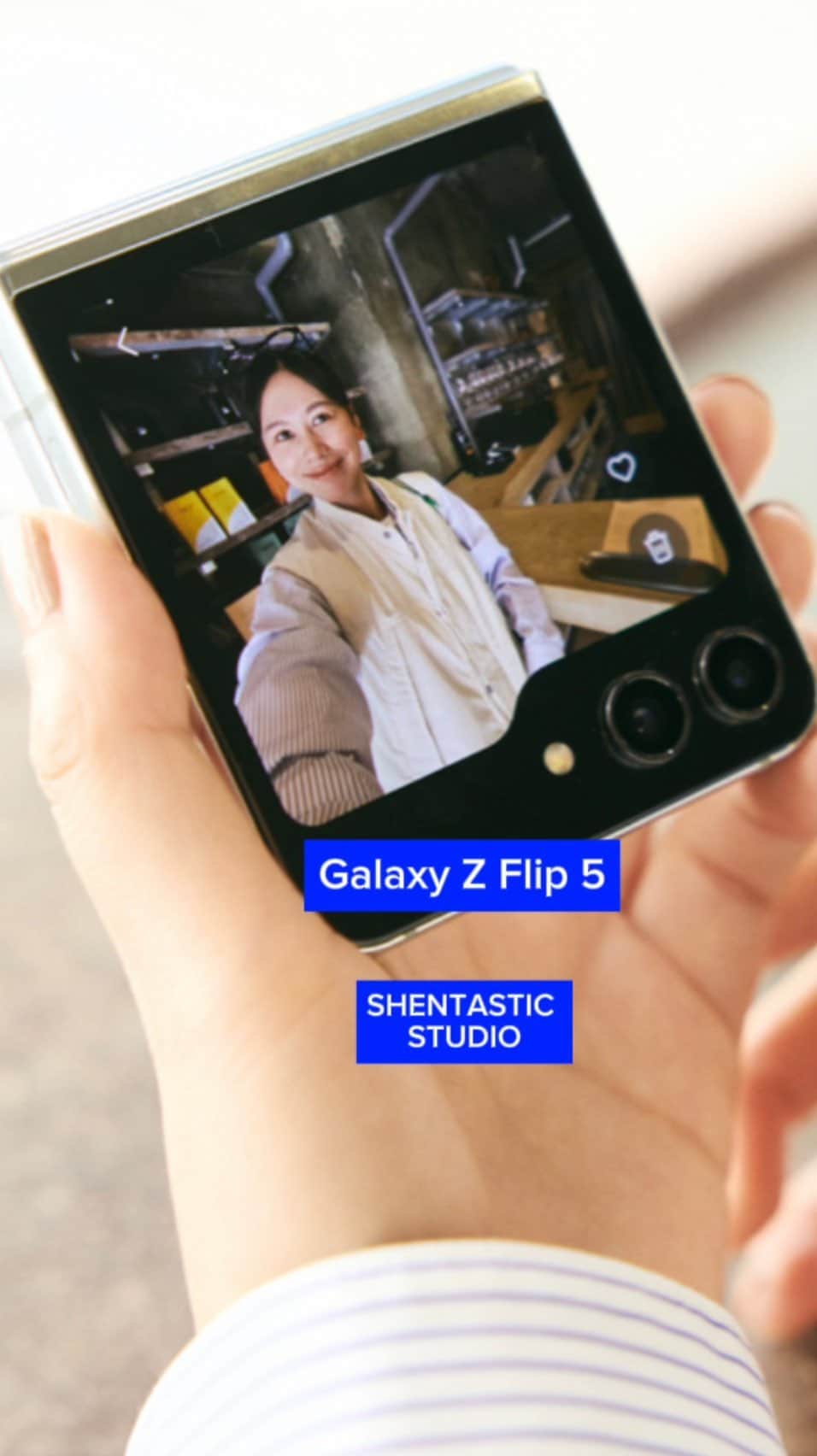 田中シェンのインスタグラム：「折りたたみスマホ Galaxy Z Flip 5  と一緒なら いつもの食べ歩きも10倍伝わる説❣️ 本日は豆腐食堂 @tofu_shokudo  で田中のおしゃべり日記をレポートしました‼️ インカメラも画素高いし、音も クリアに録画できてる気がします🙆🏻‍♀️💯 是非楽しんでいってください‼️🌹   #PR #Galaxy #GalaxyZFlip5」