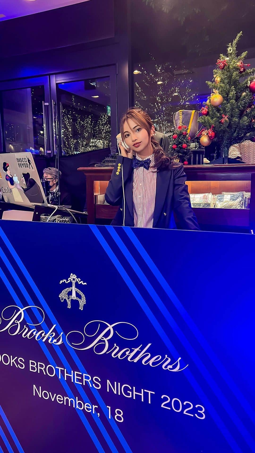 DJ Cellyのインスタグラム：「Brooks Brothers BB NIGHT 2023👔丸ノ内店DJさせていただきました🎧 Brooks Brothersの衣装で蝶ネクタイ初めてつけました✌🏻どうかなあ？？  #brooksbrothers #dj #djing #dj動画 #ブルックスブラザーズ #ブルックスブラザーズ丸の内」