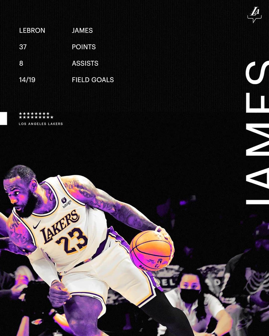 のインスタグラム：「All Hail The King. #LakersWin」