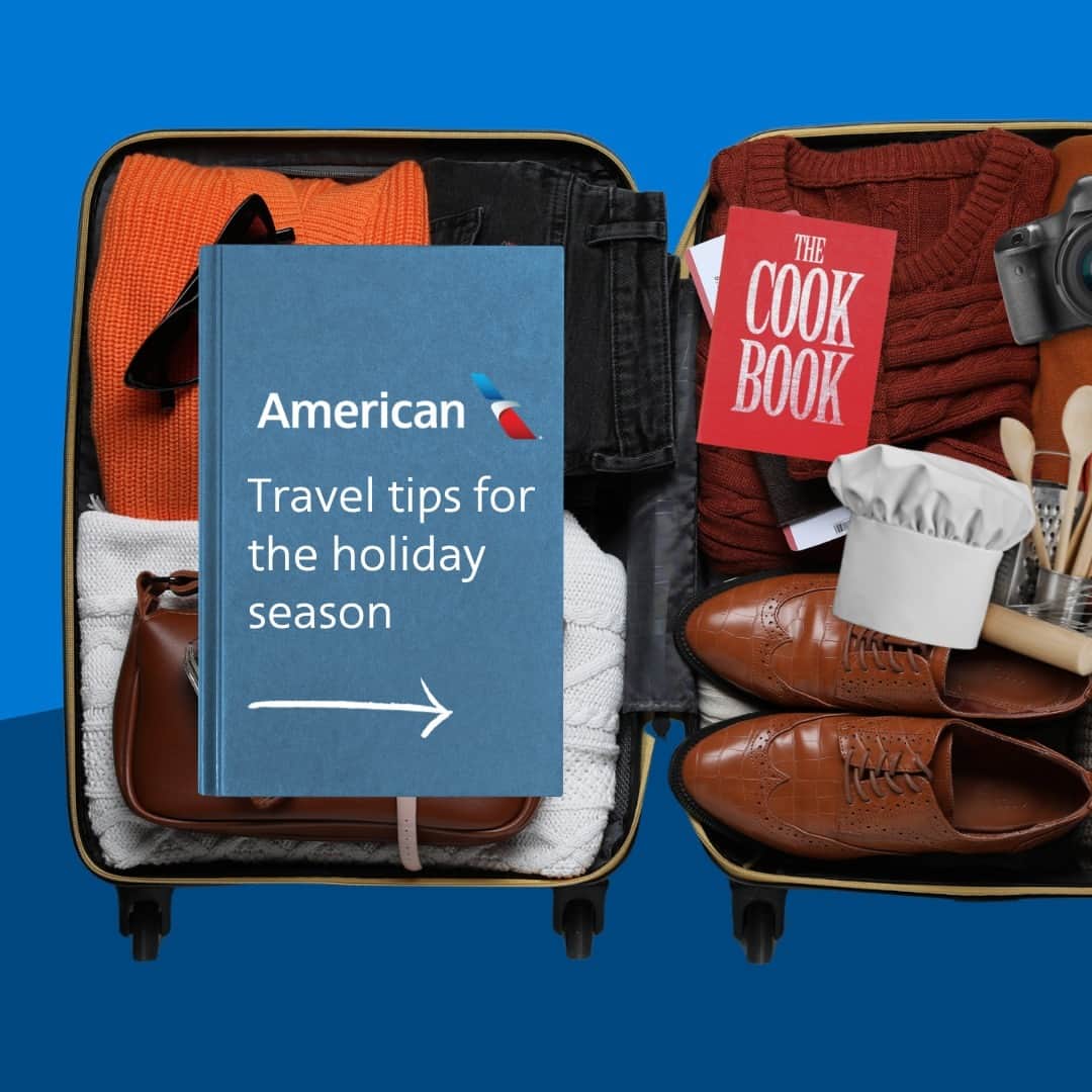 アメリカン航空のインスタグラム：「We're making a list and checking it twice this holiday season with all the tips to make your travels smoother. Swipe to know before you go ➡️🧳✈️✨」