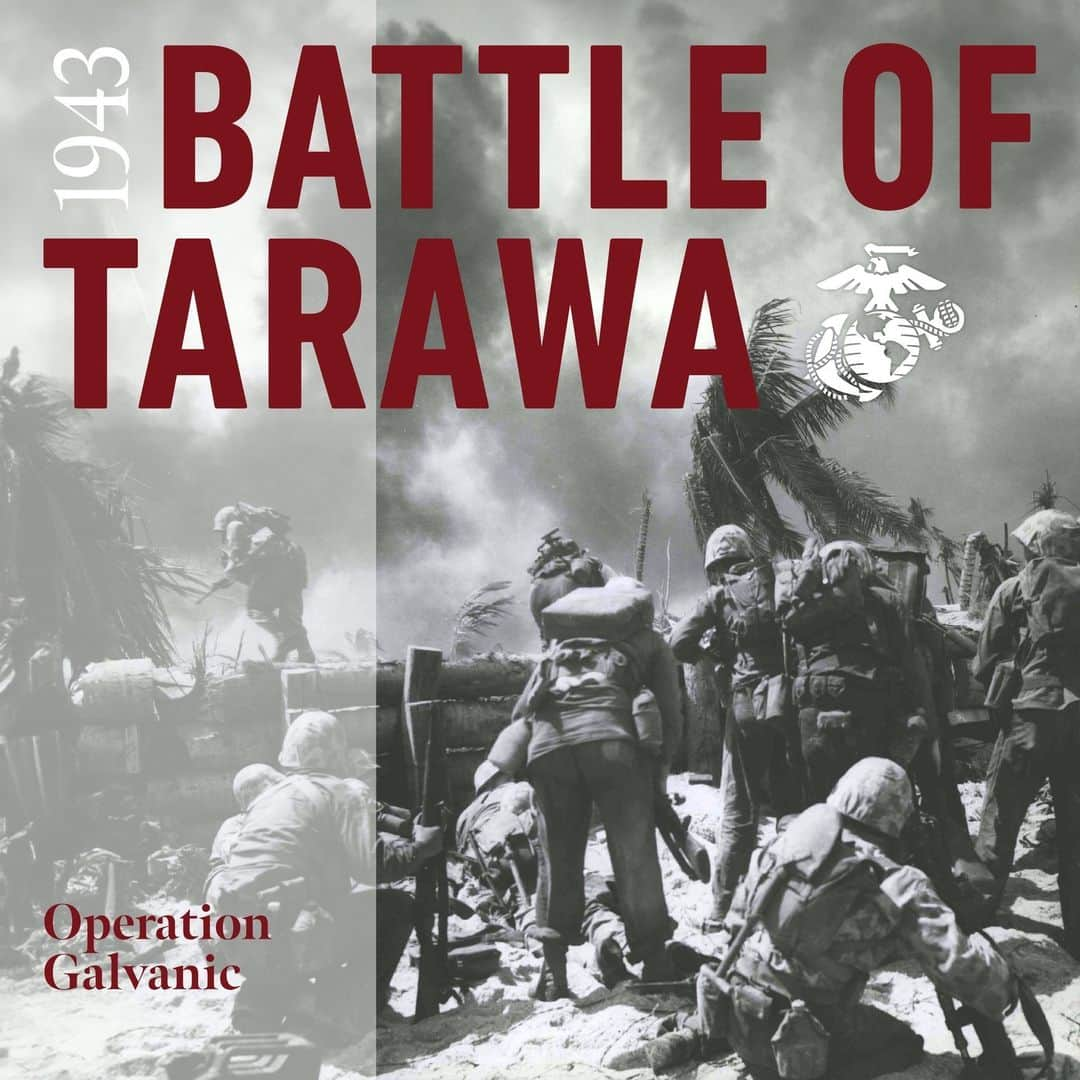 アメリカ海兵隊のインスタグラム：「#OTD in 1943, 18,000 #Marines with @2dmardiv landed on Tarawa Atoll as part of Operation Galvanic.   The Marines’ objective was to secure the Gilbert Islands and their decisive airfields.   Low tides made the amphibious landing exceedingly dangerous. Landing craft were beached on reefs exposed by the low water level, forcing the Marines to wade ashore amidst blistering enemy fire.   By the end of the first day, the Marines managed to establish a small beachhead, which they used to organize and continue advancing.   Despite fighting against a determined enemy, hidden machine gun positions, reinforced pillboxes, and continuous charges, progress was consistent and on Nov. 23, the island was declared secure.   More than 1,000 U.S. Marines were killed in action and nearly 2,000 were wounded during the three-day assault on Tarawa.   U.S. commanders learned important lessons from the Battle of Tarawa that would shape the planning and execution of amphibious landings for the remainder of WWII.   #USMC #SemperFi #USMCHISTORY」