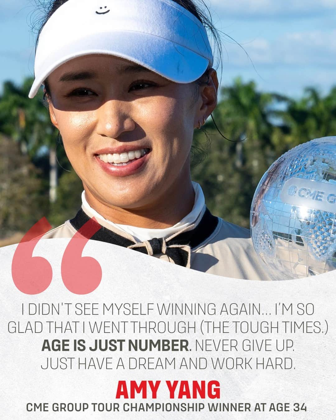 チョン・インジのインスタグラム：「Amy Yang won the CME Group Tour Championship, her first win on American soil, and became the oldest winner on the LPGA Tour this season at age 34.」