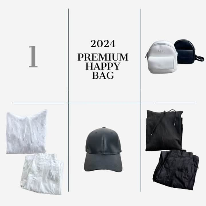 GYDAのインスタグラム：「☑️ 2024 HAPPY BAG —————————————————— RUNWAY channelにてリクエストメール受付中✉️  ◆PREMIUM HAPPY BAG ビックパーカー・パンツ・キャップ・リュックの 限定アイテムとアウターを含む7点以上の福袋！ O.WHT / BLK ￥30,000-  ◆HAPPY BAG スウェットトップス・パンツの限定アイテムと アウターを含む5点以上の福袋！ L.GRY / BLK / BGE ￥13,500-  —————————————————— TOP(@gydajp)のURLからご覧頂けます❤︎ #GYDA#ジェイダ」