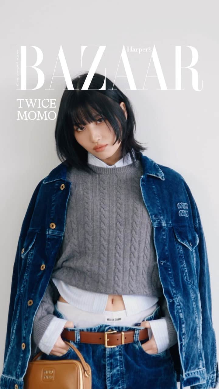 Harper's BAZAAR Japanのインスタグラム：「【Sponsored】TWICE #MOMO が『ハーパーズ バザー』デジタル限定カバーに降臨！自身が日本アンバサダーを務めるミュウミュウの最新ホリデーコレクションをまとい、華やかなシーズンをセレブレート。  公開中の『ハーパーズ バザー』公式サイトでは、ミュウミュウのホリデーコレクションから全8ルックを着こなすMOMOの姿のほか、MOMOのメッセージ動画も見られるアドベントカレンダーが12月1日からクリスマス当日まで毎日更新されるので、ぜひ欠かさずチェックして❄️🩵   Starring MOMO  Wearing MIU MIU @miumiu    📹Director: MASAKI WATANABE at maxilla   Director of photography : RYOSUKE SATO B-Cam : SEI SHIMURA 1st Camera Assistant : SHUNKI ITO Colorist : MAX GOLOMIDOV Online Editor : YUKINO TAKEUCHI at Hearst Digital Japan Music : MONJOE Style Director：Choi minhye　 Stylist：Lee Sohyun　 Hair： LIM JINHEE, KANG CHAEYEON at LULU　 Makeup：WON JUNGYO, LEE HAERAM at Bit&Boot Project Manager : NATSUMI OZAKI Assistant Producer : SHO IMOTO Producer : KOKI TAKEI Production Company : woofilms Video producer：TOMOHIRO YASUDA at Hearst Digital Japan  📱 『ハーパーズ バザー（@harpersbazaarjapan）』はスタイルを持つ女性をエンパワーするファッション、ビューティ、ライフスタイル情報を発信中。ぜひフォローして🤍   #MIUMIU #MOMO #TWICE #ONCE #HarpersBAZAARjapan #HarpersBAZAAR #HOLIDAYCOLLECTION #ミュウミュウ  #ハーパーズバザー #ホリデーコレクション #モモ」