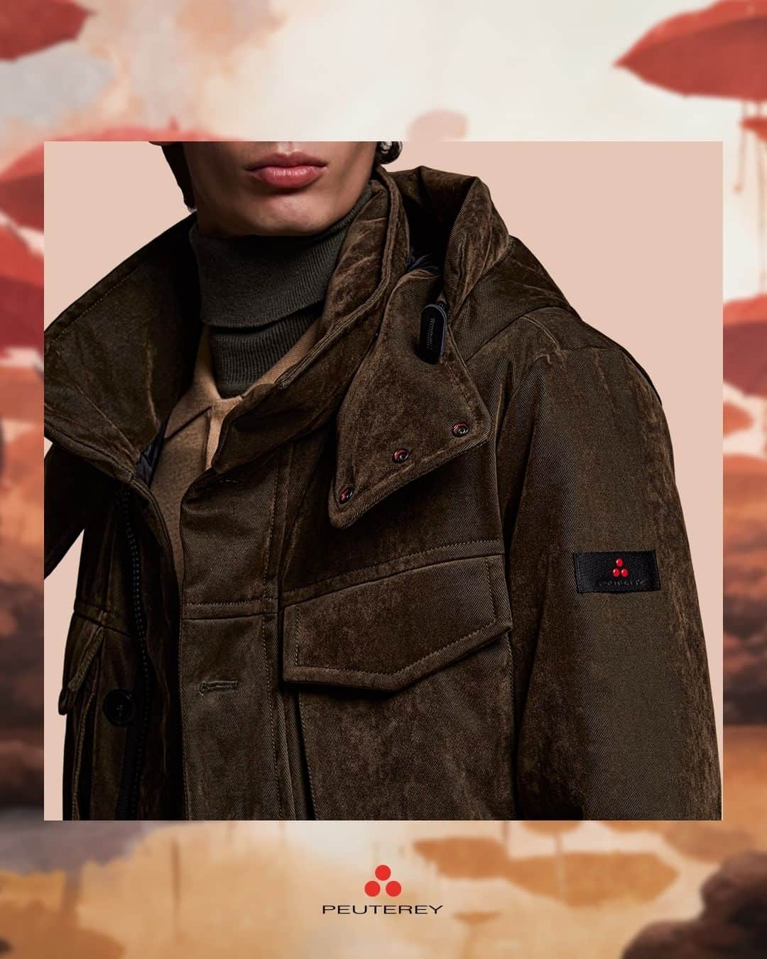 ピューテリーのインスタグラム：「How to weather real life: face water and wind and enjoy the rain of umbrellas. #DreamProof #PeutereyAttitude #PeutereyFW23 #FW23」