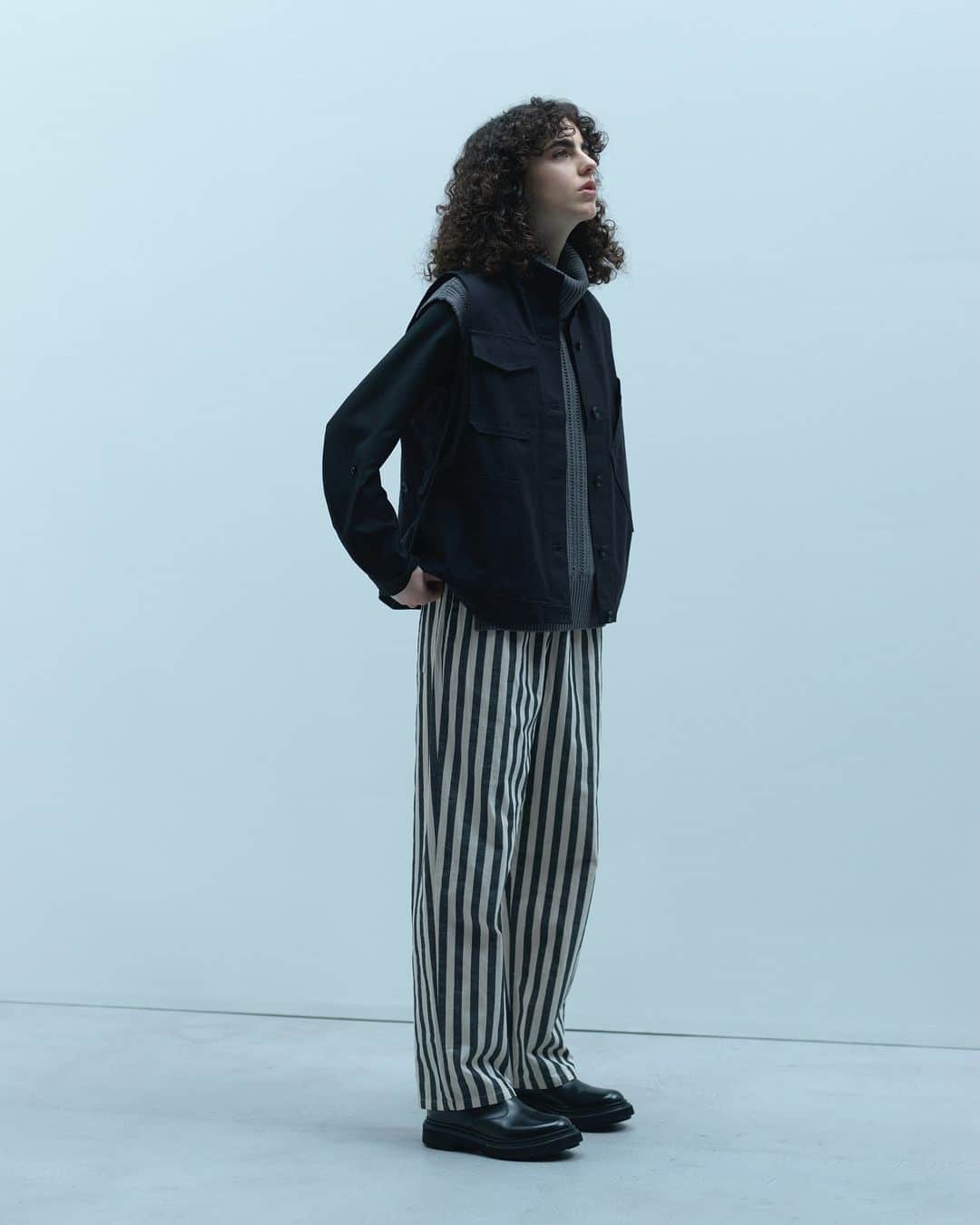 mizuiro ind / ミズイロインドのインスタグラム：「mizuiro ind Winter 2023 & Early spring 2024  Photograph：Masahiro Yamamoto @yamamoto_masahiro  Stylist：Mayu Takahashi @jasmayu  Hair：Kazuhiro Naka @kazhironaka  Make up：Suzuki @suzuki_makeup  Videographer：Koki Hirano (tryout) Model：Nikoletta (Lotus) @nikoleta_alafouzou   #mizuiroind  #ミズイロインド #winter #earlyspring」