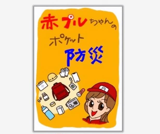 赤プルのインスタグラム：「赤プルちゃんのポケット防災！ A4用紙を折って切って、8ページの冊子になりました！ 先日の小学校での講演も楽しかったや！ またこの冊子を使って講座をやれたら良いな✨」