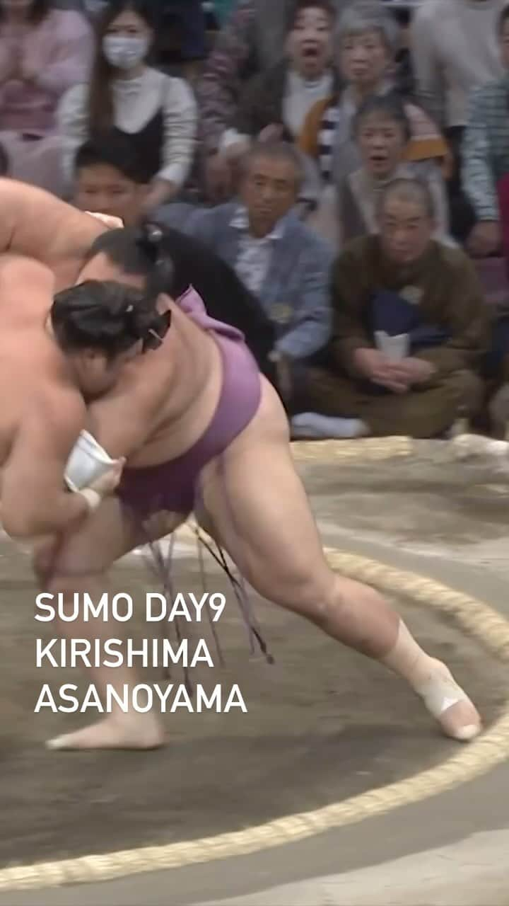 日本相撲協会のインスタグラム：「大相撲九州場所　9日目 朝乃山-霧島  #sumo DAY9 Kirishima Asanoyama  @sumokyokai #相撲 #九州場所 #九州 #福岡 #お相撲さん #イベント #japan #japanculture #KIRISHIMA #ASANOYAMA #霧島 #朝乃山」