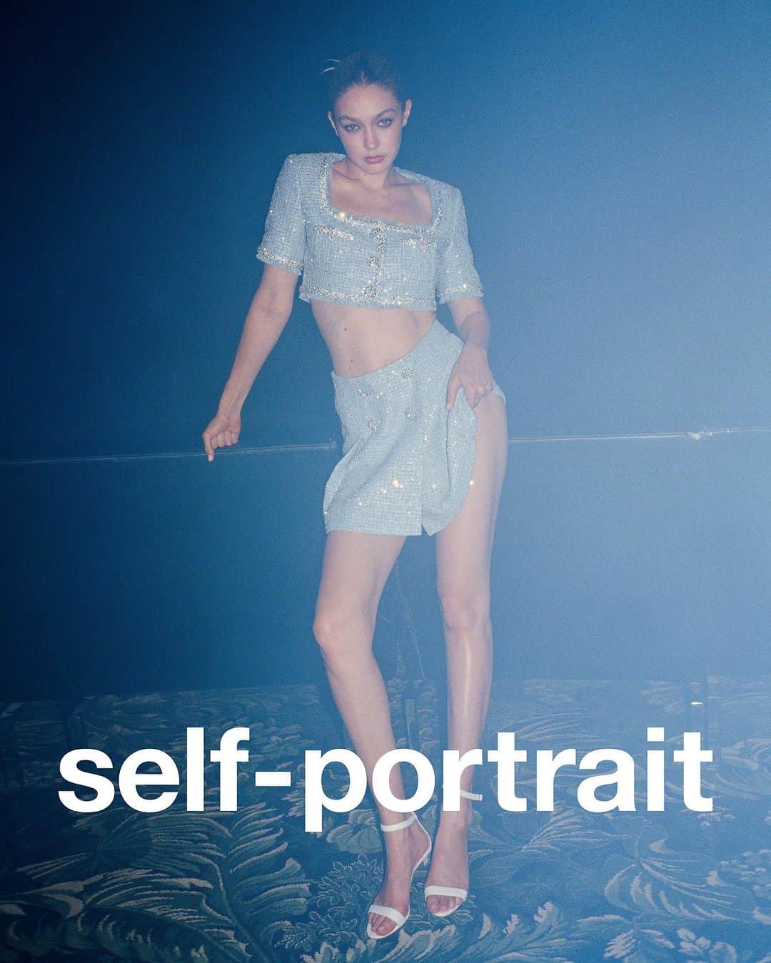SELF PORTRAITのインスタグラム：「Paris at night  Our latest pieces, designed to dazzle.  Photographer: Tyrone Le Bon  Stylist: Marie Chaix Hair: Soichi Inagaki  Makeup: Sam Visser Art Director: Ed Quarmby  Creative Director: Han Chong」