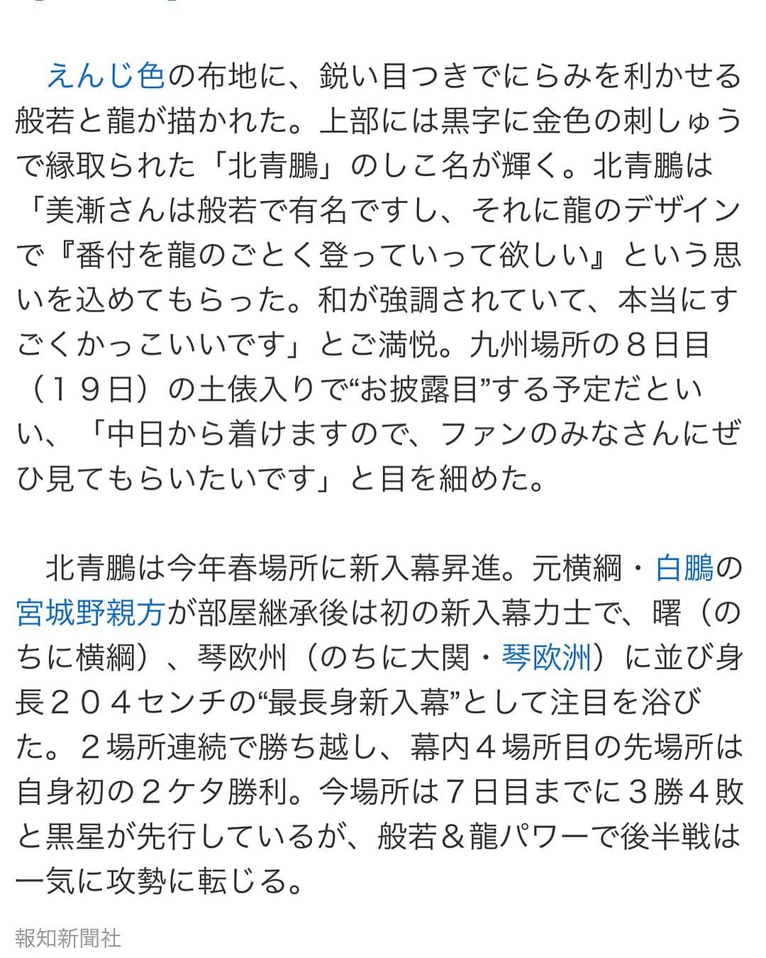 彫師美漸さんのインスタグラム写真 - (彫師美漸Instagram)「大相撲 北青鵬 @hokuseiho 化粧まわしデザイン「青龍×般若」 ・ @hokuseiho @wongrock @takahashi.tomonori1219 ありがとうございました🙏 ・ #大相撲 #北青鵬 #日本国技 #化粧まわし #化粧まわしデザイン #美漸般若 #刺青 #彫師 #美漸 #彫師美漸 #表参道 #原宿 #原宿タトゥー #タトゥー #東京タトゥー #Bizenarttattoostudio #tokyo #tattoo #art #fashion #bizenart #bizen #문신#Bizentattoo  #tattooer #tattooist #tattooartist #tattooart #tattoostudio #japanesetattoo」11月20日 19時21分 - bizentattoo