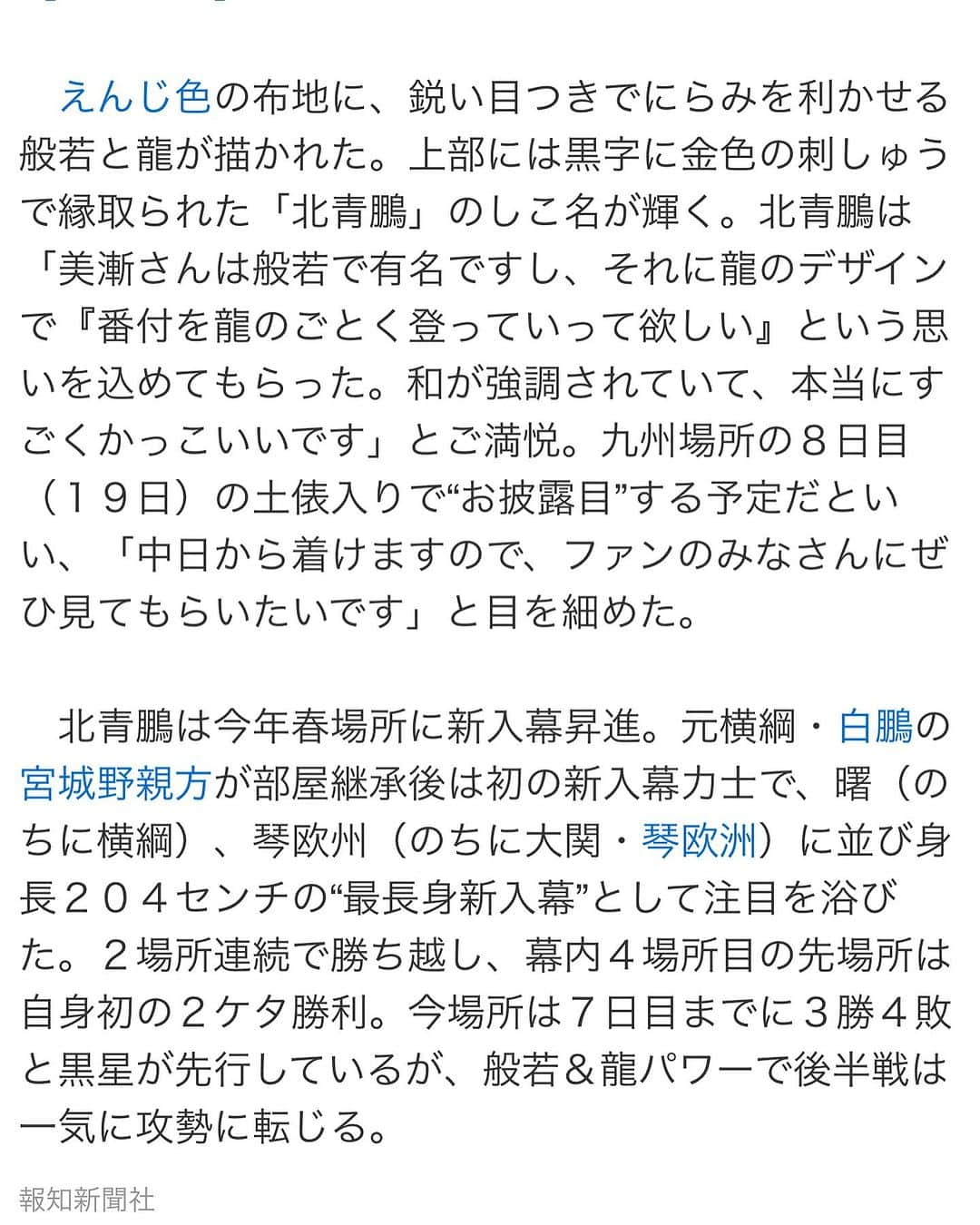 彫師美漸さんのインスタグラム写真 - (彫師美漸Instagram)「大相撲 北青鵬 @hokuseiho 化粧まわしデザイン「青龍×般若」 ・ @hokuseiho @wongrock @takahashi.tomonori1219 ありがとうございました🙏 ・ #大相撲 #北青鵬 #日本国技 #化粧まわし #化粧まわしデザイン #美漸般若 #刺青 #彫師 #美漸 #彫師美漸 #表参道 #原宿 #原宿タトゥー #タトゥー #東京タトゥー #Bizenarttattoostudio #tokyo #tattoo #art #fashion #bizenart #bizen #문신#Bizentattoo  #tattooer #tattooist #tattooartist #tattooart #tattoostudio #japanesetattoo」11月20日 19時21分 - bizentattoo