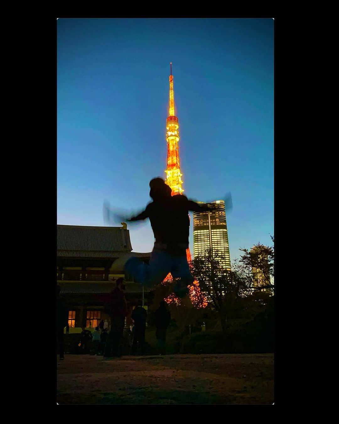 ナノのインスタグラム：「東京タワーで羽ばたいてみた🗼🪽 Behold, Me completely ruining the aesthetics of the Tokyo Tower」