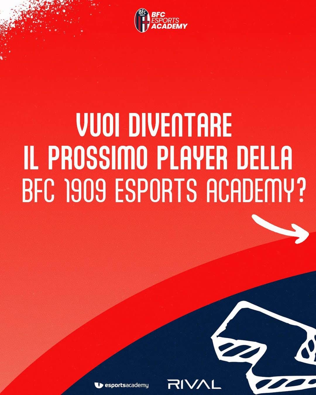 ボローニャFCのインスタグラム：「𝗕𝗙𝗖 𝟭𝟵𝟬𝟵 𝗘𝗦𝗣𝗢𝗥𝗧𝗦 𝗔𝗖𝗔𝗗𝗘𝗠𝗬🔴🔵  Vuoi diventare il prossimo Player della BFC 1909 ESPORTS ACADEMY?  👉Iscriviti, metti alla prova le tue abilità e dimostra a tutti il tuo talento!🌟  🔗Scopri di più cliccando il link nelle IGS  #FC24 #EASPORTS #EASPORTSFC24  #bolognaesports   @officialbolognafc | @esportsacademy_esy | @rivalgames」