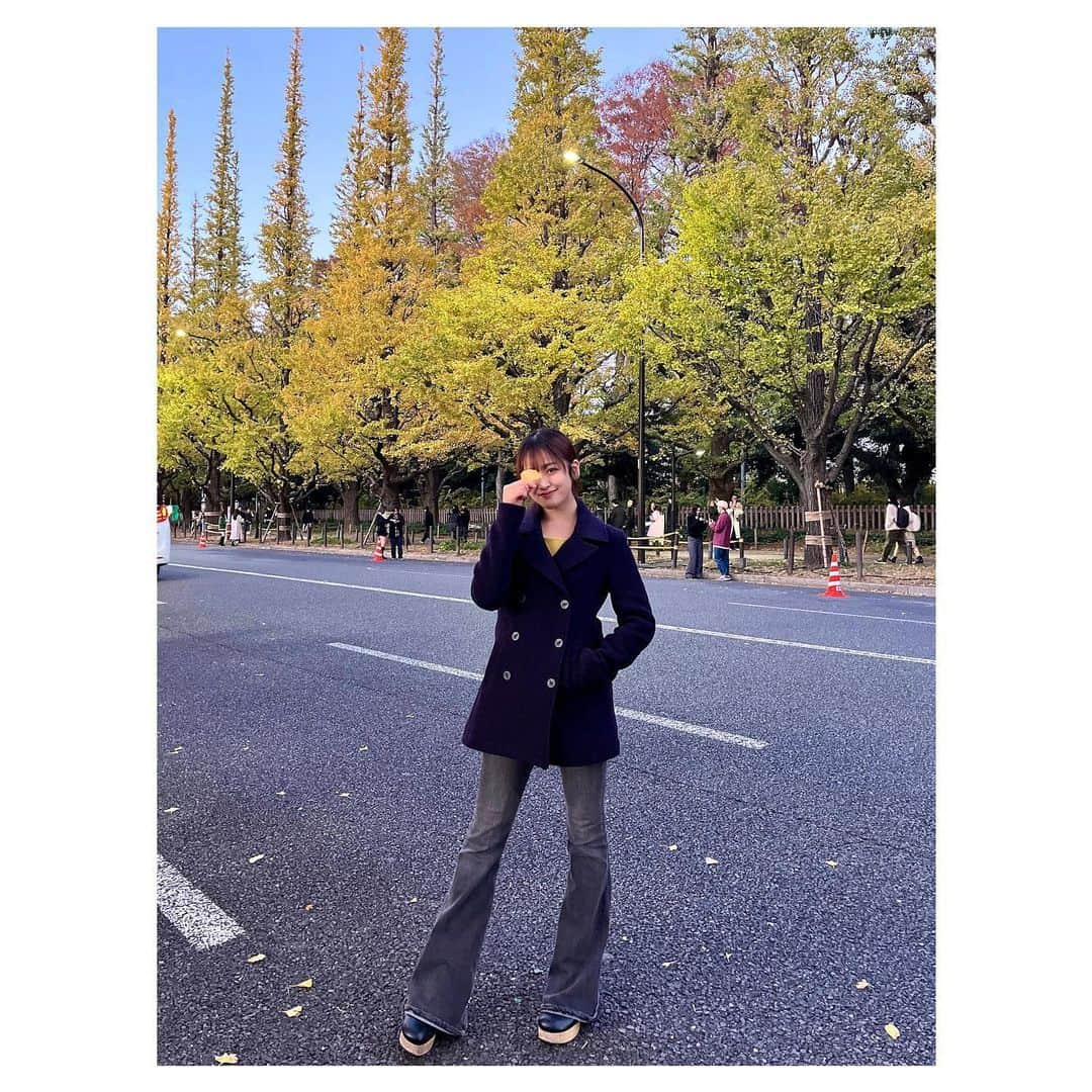 佐竹桃華さんのインスタグラム写真 - (佐竹桃華Instagram)「・ いちょう並木🍁 風強いし寒すぎて冬みたいだけど 秋を感じてきたんだ〜！！ 1番好きな季節かも🫶 ・ ・ ・ #いちょう並木#紅葉 #明治神宮前#明治神宮外苑  #めちゃ綺麗でした〜 #さつまいも#食べたよ #やきいもフェス#最高 #秋が1番好き」11月20日 21時07分 - momokasatake