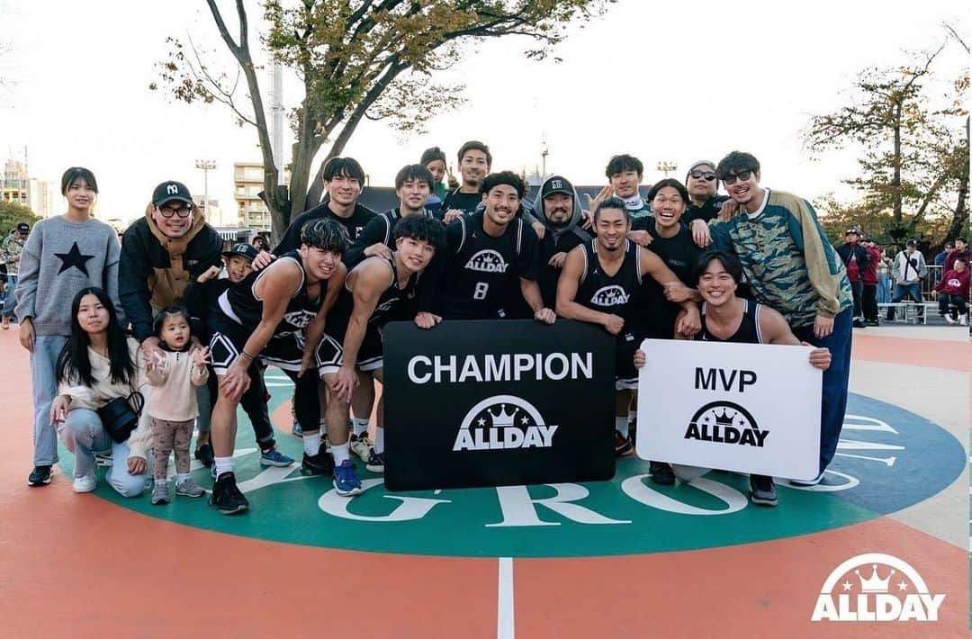 長谷川惠一のインスタグラム：「ALLDAY 2023 FALL CHAMPION🏆  2連覇素晴らしいです👏👏  #allday #basketball #underdog」