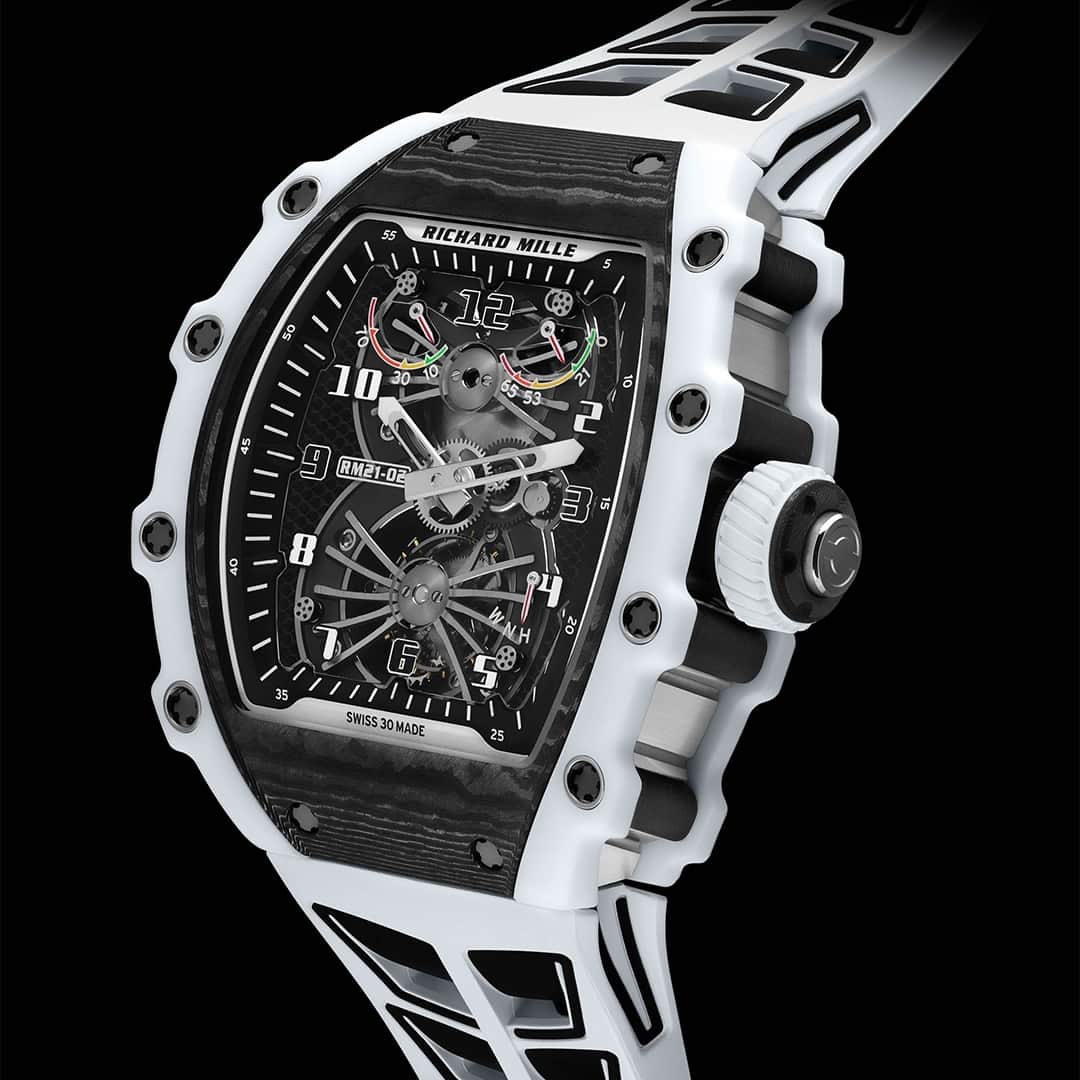 HYPEBEASTさんのインスタグラム写真 - (HYPEBEASTInstagram)「@hypetime: For its latest release, @richardmille has unveiled a new version of its RM21-02 Tourbillon Aerodyne, arriving in a crisp black and white colorway. The timepiece features a case that is crafted from white Quartz TPT, Carbon TPT, and titanium. While the RM21-02 Tourbillon Aerodyne is hardly a new watch, this new version takes the original concept and modernizes it with high-tech case materials and a distinctly contemporary overall appearance.⁠ ⁠ The white and black colorway extends throughout the whole watch, with the caseback appearing in white Quartz TPT with a sapphire display window. Meanwhile, the bezel on the watch features a multi-component structure with a black Carbon TPT center while an anti-glare sapphire crystal sits above the dial. The 3 o’clock mark also sees a winding crown, appearing in white and black to match the rest of the watch.⁠ ⁠ Powering the timepiece is the same Caliber RM21-02 manual-wind movement with a power reserve of 70 hours. Swipe to get a closer look.⁠ Photo: Richard Mille」11月20日 22時40分 - hypebeast