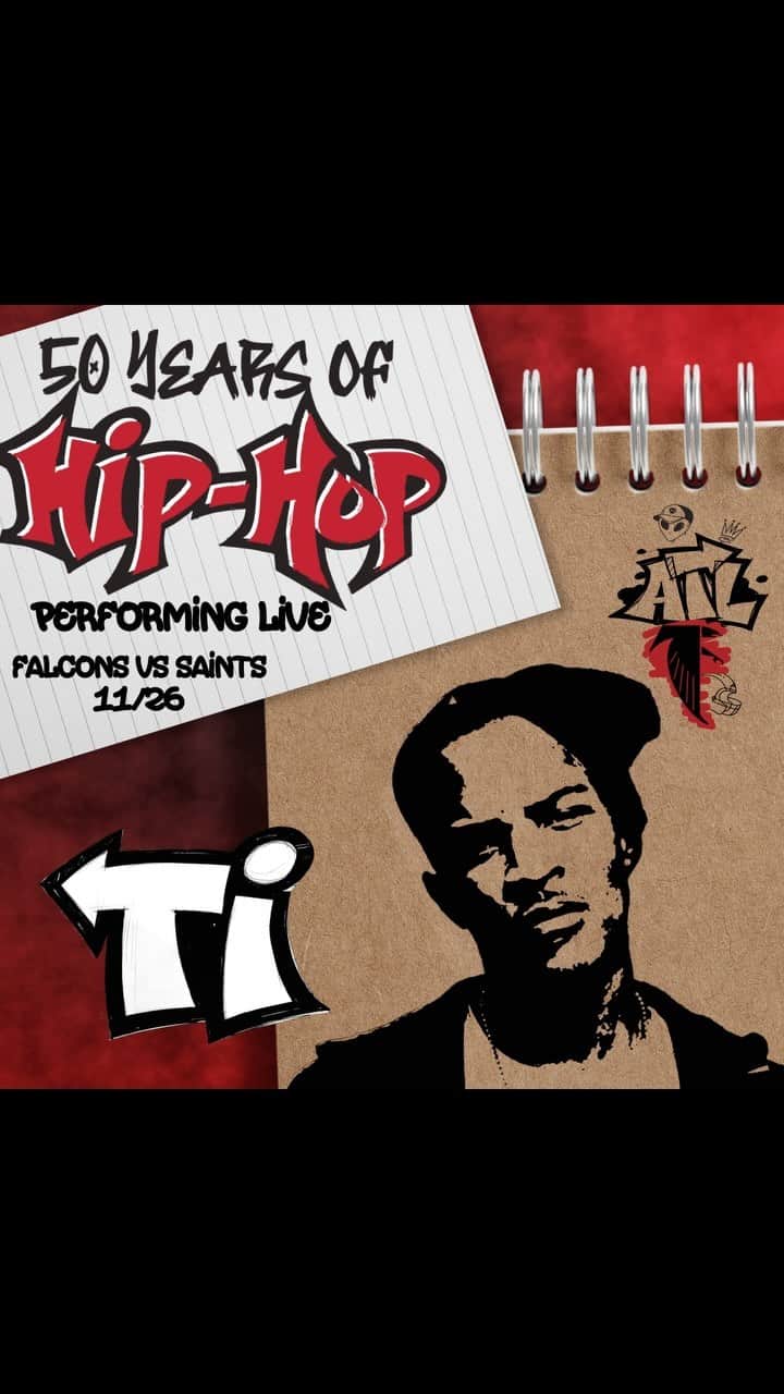 T.I.のインスタグラム：「#RiseUp ATLANTA‼️Sunday is gonna be a 50th anniversary celebration of hip hop and a 20th anniversary of #TrapMuzik celebration with the @atlantafalcons‼️ Get in ur seats by 12:30 pm, yall don’t wanna miss it U DIGGG 🏈」