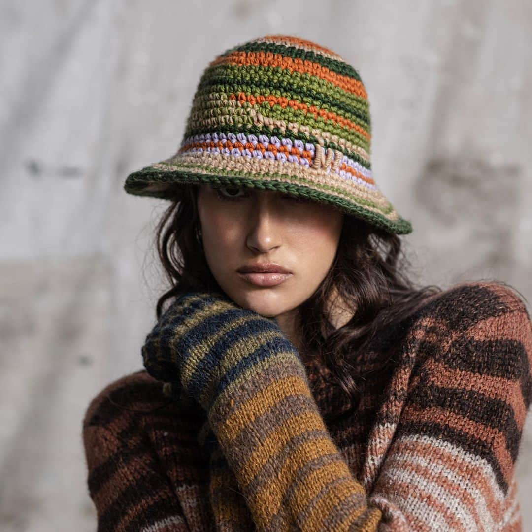 Nick Fouquetのインスタグラム：「Nick Fouquet FW23 “Starry Nights”   the Outro Bucket Hat  100% Wool with hand-stitched accents  Link in bio  Photography: Agata Serge @agataserge  Stylist: Leon Salkin @leonsalkin  Model: Julia Cordova @julescordova」