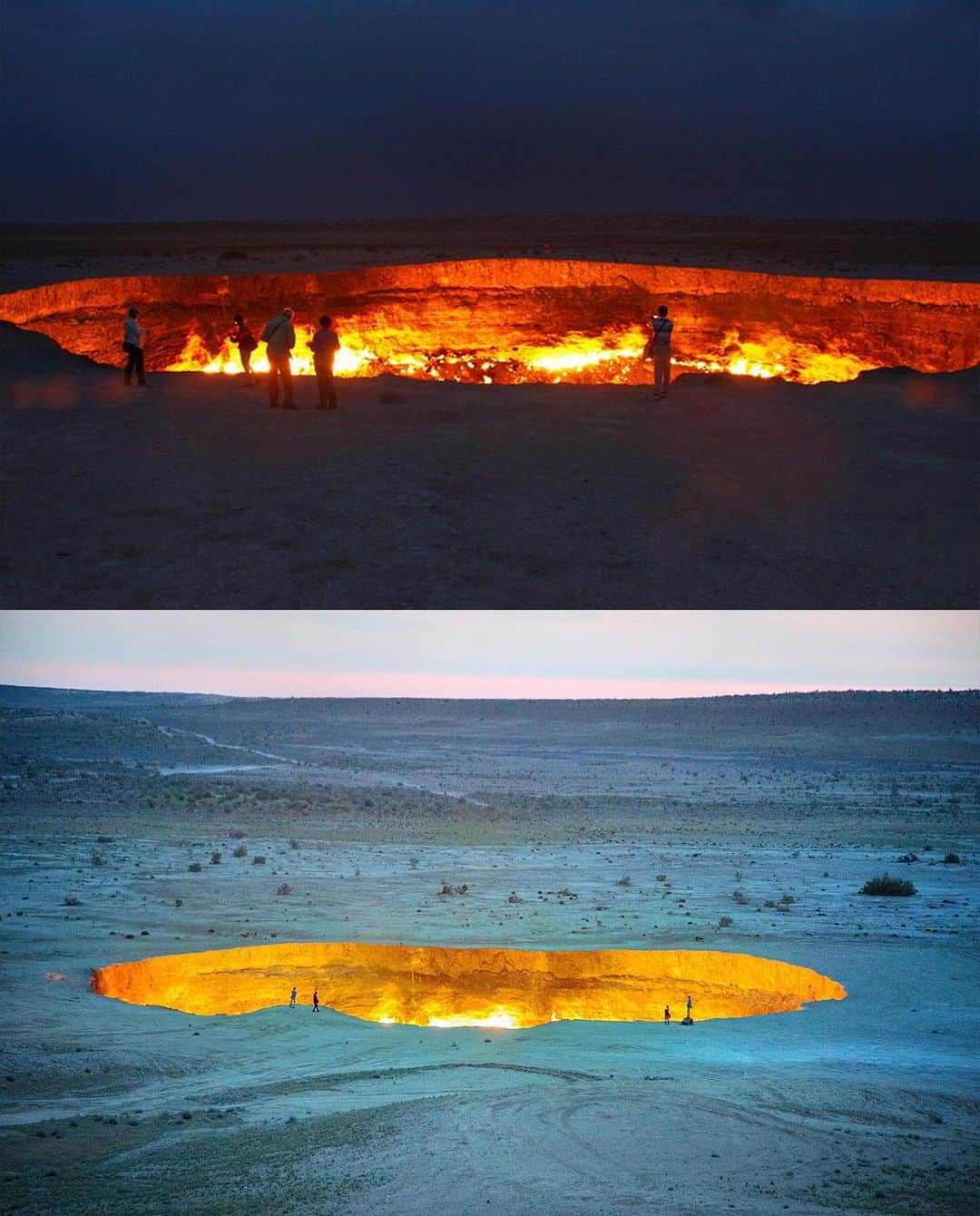 Earth Picsさんのインスタグラム写真 - (Earth PicsInstagram)「"The Gates of Hell." This immense fiery pit, formed in 1971 due to a Soviet drilling accident, spans 230 feet and has burned continuously for over 50 years. Initially set ablaze to prevent environmental hazards, it has since become a notable destination for adventurous travelers.   Despite its scary name, the Gates of Hell attracts visitors seeking the surreal spectacle of eternal flames in the desert. In response to environmental concerns, in January 2022, President Gurbanguly Berdymukhamedov initiated a study on extinguishing the enduring fire🔥🌍  Swipe ⬅️ to take a look!」11月21日 2時20分 - earthpix