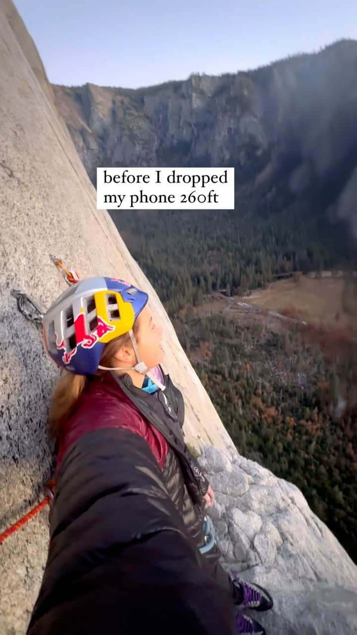 サッシャ・ディギーリアンのインスタグラム：「Sunset on a ledge. 📲 only but dropped it 260ft down a granite slab and miraculously found it on a rappel and it kind of works fine.」