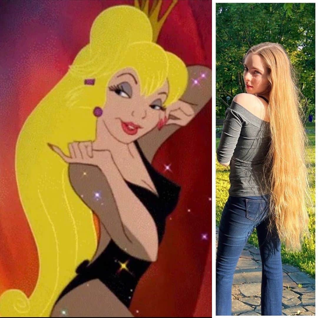 ダーシー・ローズ・バーンズのインスタグラム：「This weekend I learned my hair is as long as #princessdaphne from Dragon’s Lair and I’m pretty sure my roommate Daphne @dhouseon108street would be proud (Happy 40 years #dragonslair !!!) #animation #hair #longhair #daphne」