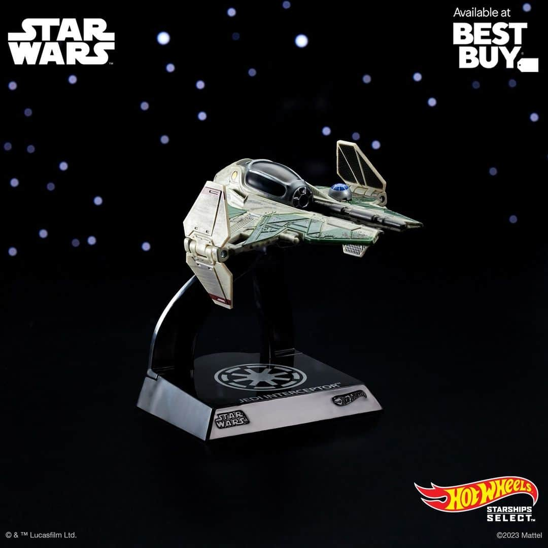 Hot Wheelsのインスタグラム：「Recreate your favorite scenes from the STAR WARS™️ saga with Hot Wheels STAR WARS™️ Starships Select Jedi Interceptor™️ (Mustafar) exclusively at @BestBuy.」