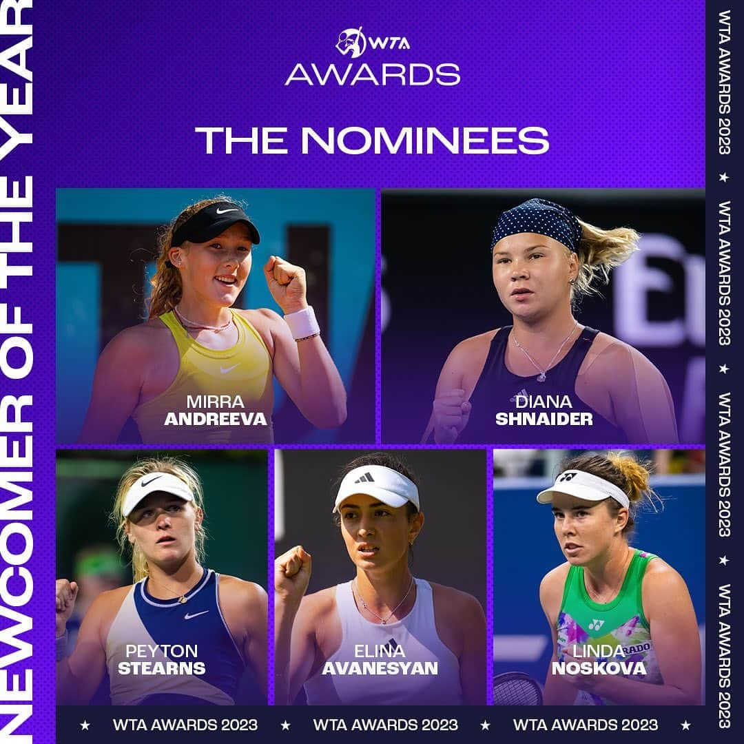 WTA（女子テニス協会）さんのインスタグラム写真 - (WTA（女子テニス協会）Instagram)「And the nominees are… 🤩  Swipe to see all the nominees for the 2023 WTA Player Awards!」11月21日 5時10分 - wta