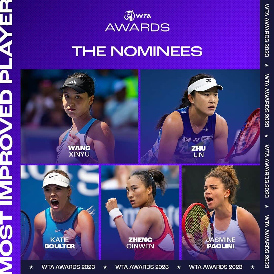 WTA（女子テニス協会）さんのインスタグラム写真 - (WTA（女子テニス協会）Instagram)「And the nominees are… 🤩  Swipe to see all the nominees for the 2023 WTA Player Awards!」11月21日 5時10分 - wta