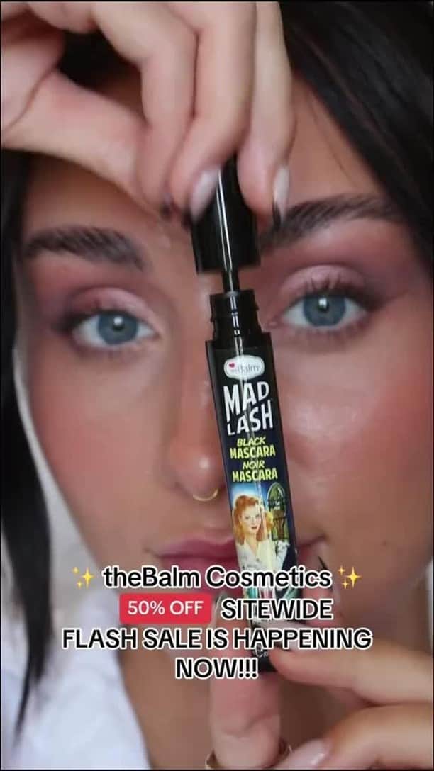 the Balmのインスタグラム：「50% OFF FLASH SALE 🎁 Can you say #obsessed? 😍 @isabellaabeauty uses the Mad Lash mascara to add the finishing touches to her glowing look. Shop this OG mascara and the rest of your faves during our 50% OFF Flash Sale! #theBalm @thebalm #flashsale #beautysale」