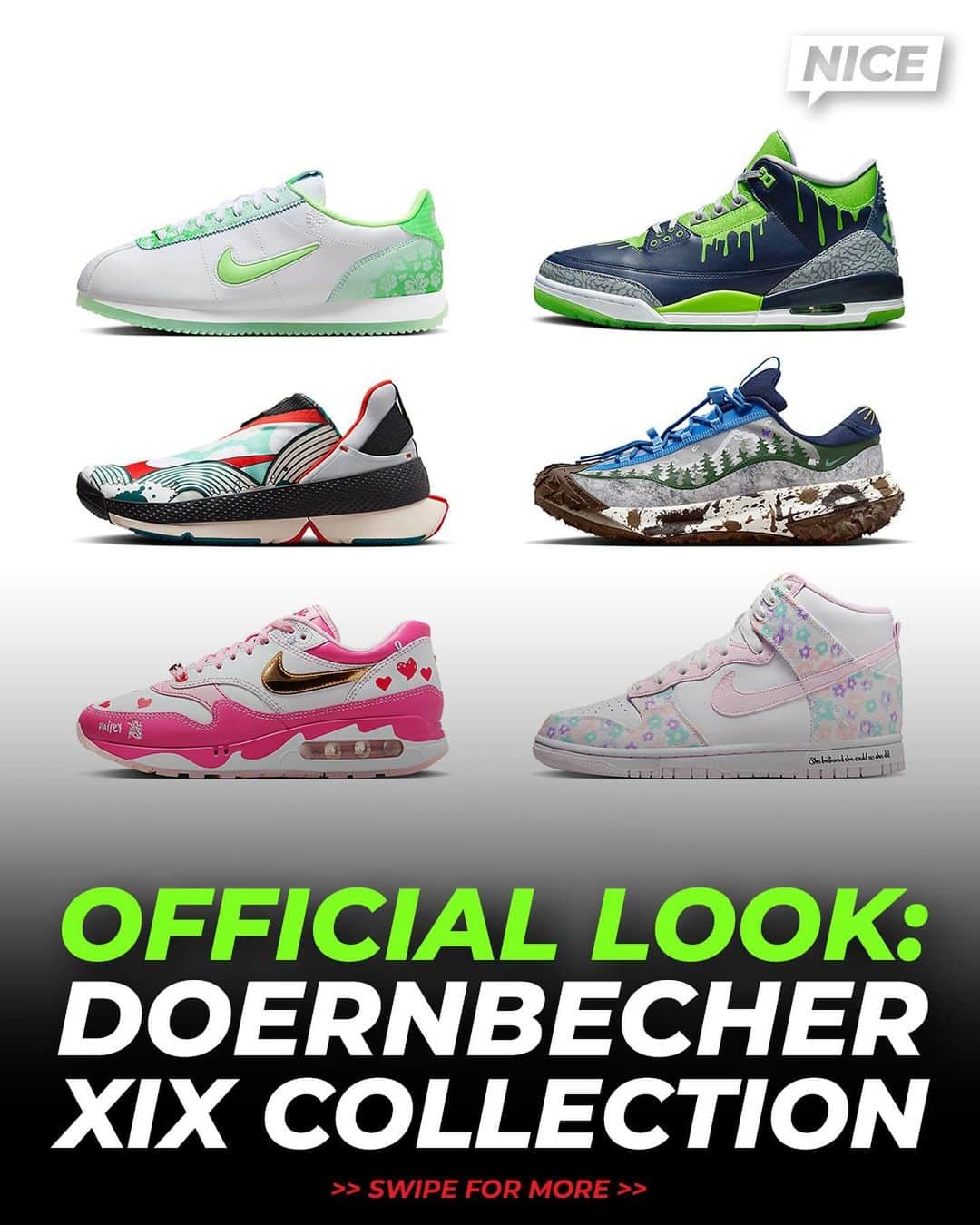 Nice Kicksのインスタグラム：「The Doernbecher Freestyle XIX collection is set to drop on 12/2 👀🔥 @nicedrops   100% of the profits are donated to the Oregon Health Sciences University Foundation (OHSUF) benefiting Doernbecher Children’s Hospital.  LINK IN BIO for more info 📲」