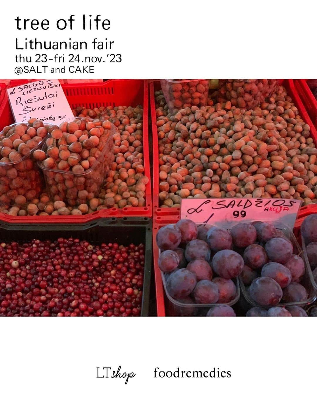長田 佳子のインスタグラム：「いよいよ今週🍄  Lithuanian fair vol.1 'tree of life' 11月23日(木祝)24日(金) 11：00〜16：00頃　 @SALT and CAKE 山梨県甲州市塩山藤木1959 駐車場数台有り  LTshopさんのリトアニア愛溢れる 有機的な空間をおたのしみください🌳🕊️✨  LTshop @ltshop_fete  東京・外苑前にある、森と湖の国リトアニアのクラフトとデザインの専門店です。暮らすように旅をしながら出会った手仕事や独立後の時代をつくる現代デザインの仕事を紹介しています。自然と共生するリトアニアの品々を通して、自然の中に身を置くような時間をお届けしたいと願っています。 https://ltshop.net/  リトアニアへ深い愛情を持ちながらリトアニアのライフスタイルや現地の文化を伝えてこられているLTshopさん メイドインリトアニアの器や籠、ハーブティーやチョコレートなどをセレクトしていただきました。 ＊LTshopの松田沙織さんは24日のみ在廊のご予定です  ショッピングバッグのご用意、ご協力を どうぞよろしくお願い致します🧺  その他、SALT and CAKEからは TRANSIT @transitmagazine バルト三国特集　 'バルトの光を探して'を販売  FLUFFY AND TENDERLY foodremediesオリジナルで作ってくださっている リトアニアリネンのキッチンクロスも限定数で販売いたします @fluffy_tenderly   リトアニアを感じるようなお菓子やハーブティー をご用意して皆さまをお迎えします @higuchivictoriancake  @foodremedies.caco」