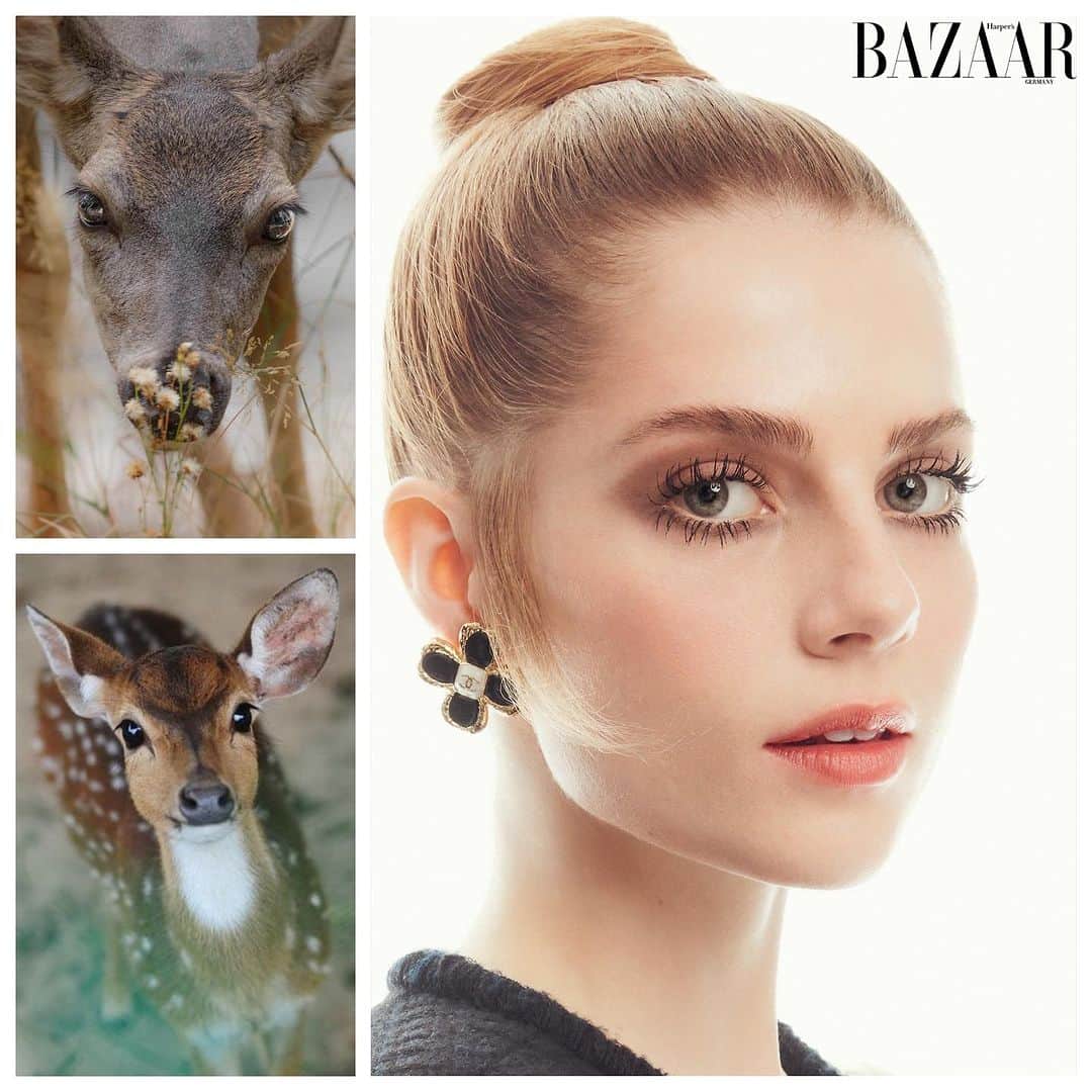 JO BAKERのインスタグラム：「L U C Y • B O Y N T O N 🇬🇧 Doe Eyed 60’s Bambi Dolly vibes…. On #lucyboynton for @harpersbazaargermany shot by @sofiaandmauro ✨ Fashion director @kaimargrander  Hair @renatocampora  Nails @nails_by_yoko  Makeup by me #jobakermakeupartist using @chanel.beauty #skincare #prep and #base a large strawberry on the lips (see previous reel) with #desertroadtrip #eyeshadow palette +  #tarantulash #mascara @bakeupbeauty 💋‼️  #bambieyes #doeeyed #doeeyes #dolly #makeup #makeupartist #makeupartistsworldwide #makeupaddict #makeuplover #makeuplook #soft #60s #retro #vintage #glam #skincare @chanel.beauty @welovecoco #welovecoco @bakeupbeauty」