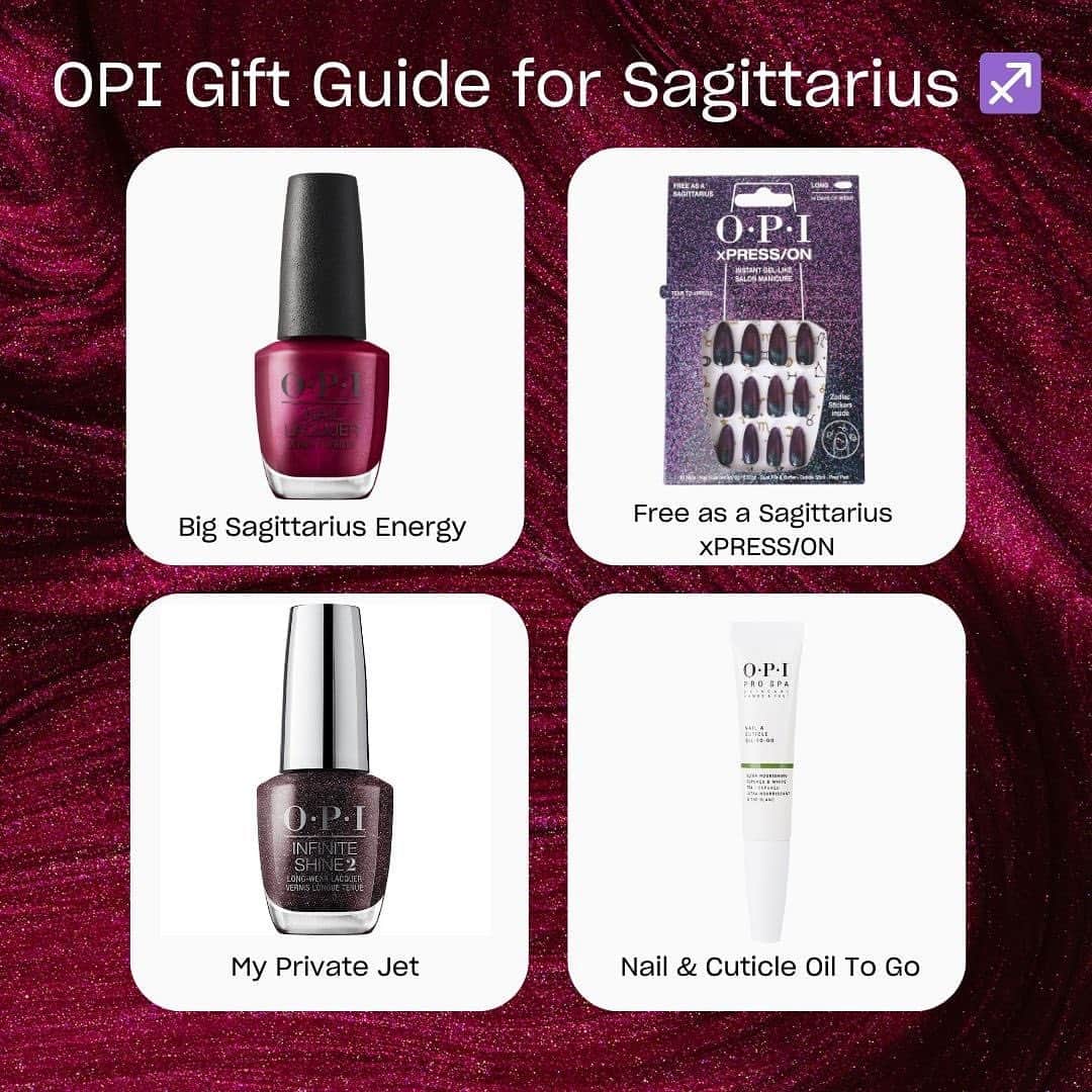 OPIさんのインスタグラム写真 - (OPIInstagram)「Holiday Gift Guide part 2! 🎁 Swipe to discover stellar gifts for the rest of the star signs. 🌟▶️  Shop select items on sale this Black Friday & Cyber Monday! 🛍  #OPI #OPIObsessed #OPIBigZodiacEnergy #HolidayGiftGuide #holidaynails "」11月21日 9時14分 - opi