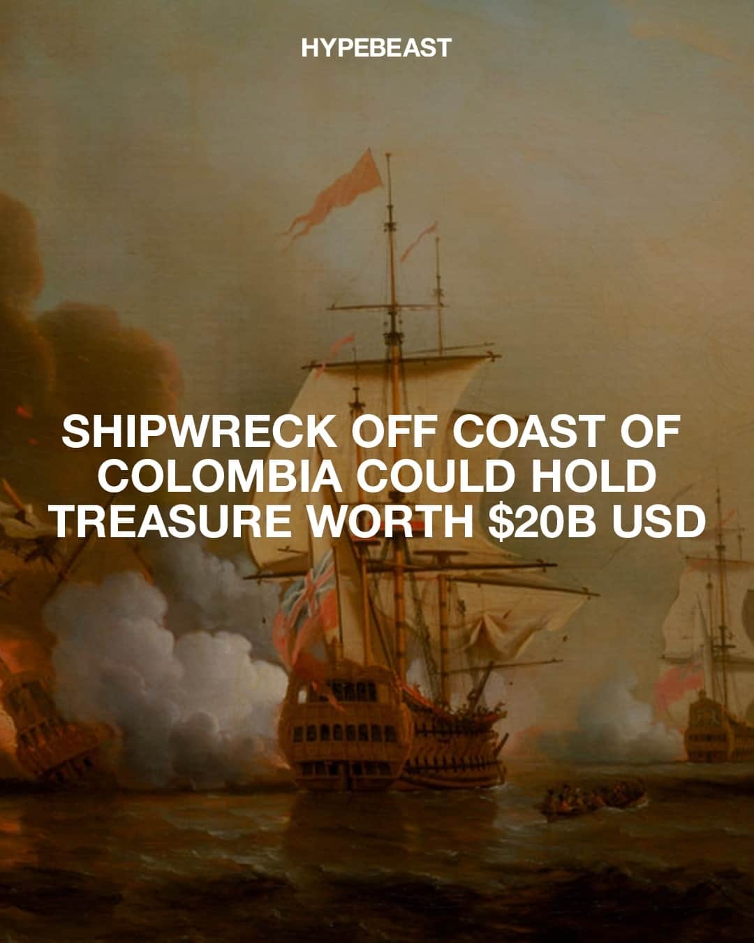 HYPEBEASTさんのインスタグラム写真 - (HYPEBEASTInstagram)「Colombian president Gustavo Petro is actively looking to find a 300-year-old sunken ship that is rumored to hold treasure worth up to $20 billion USD. ⁠ ⁠ The San Jose was a Spanish galleon that was sunk over 300 years ago by the British Navy, sparking a legendary search that has put governments, historians, and researchers at odds. ⁠ ⁠ According to reports, the Colombian government claimed to have found its location back in 2015 but kept it under wraps. Petro has now deployed search units to recover the San Jose and aims to have it completed before his term ends in 2026.⁠ Photo: National Maritime Museum, London.」11月21日 19時00分 - hypebeast
