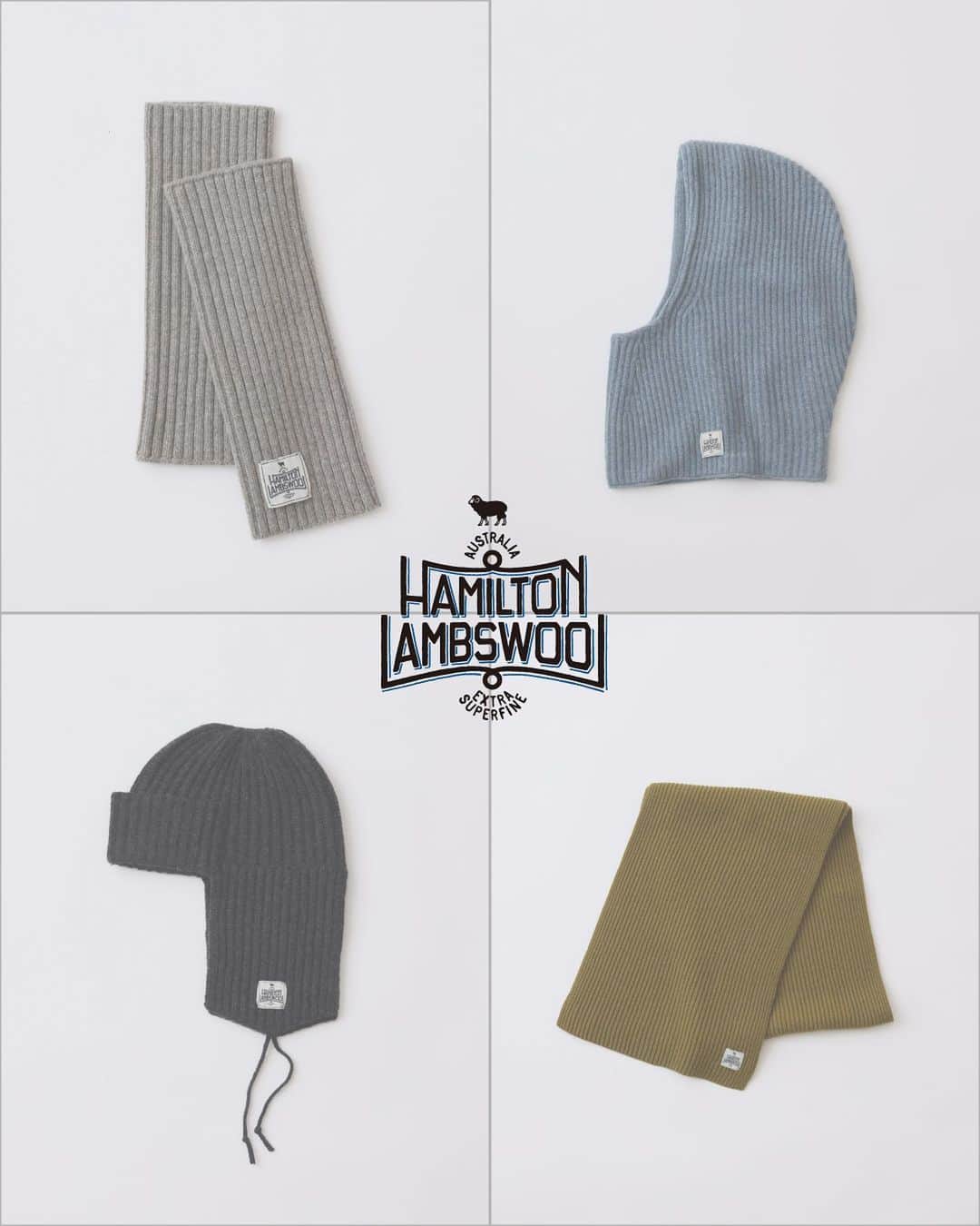 のインスタグラム：「HAMILTON WOOL  Relumeでは定番のハミルトンウールシリーズからウェアに引き続き、ギフトにおすすめなグッズコレクションをリリース！  アウトドアシーンでは定番のバラクラバに、耳当てが特徴的なフライトキャップ、ミニマルなデザインでやや長丈のマフラーや、指が覆われていないので電子機器の操作もしやすいアームウォーマーの4型をご用意！  シンプルなデザインでユニセックスでお楽しみいただけます。  No.23095464600030 HAMILTON KNIT バラクラバ ¥5,940  No.23095464601030 HAMILTON KNIT フライトキャップ ¥5,940  No.23098464600030 HAMILTON KNIT マフラー ¥6,930  No.23090464600030 HAMILTON KNIT アームウォーマー ¥3,850  #HAMILTONLAMBSWOOL #ハミルトンラムズウール #2023aw #journalstandardrelume  #ジャーナルスタンダードレリューム」