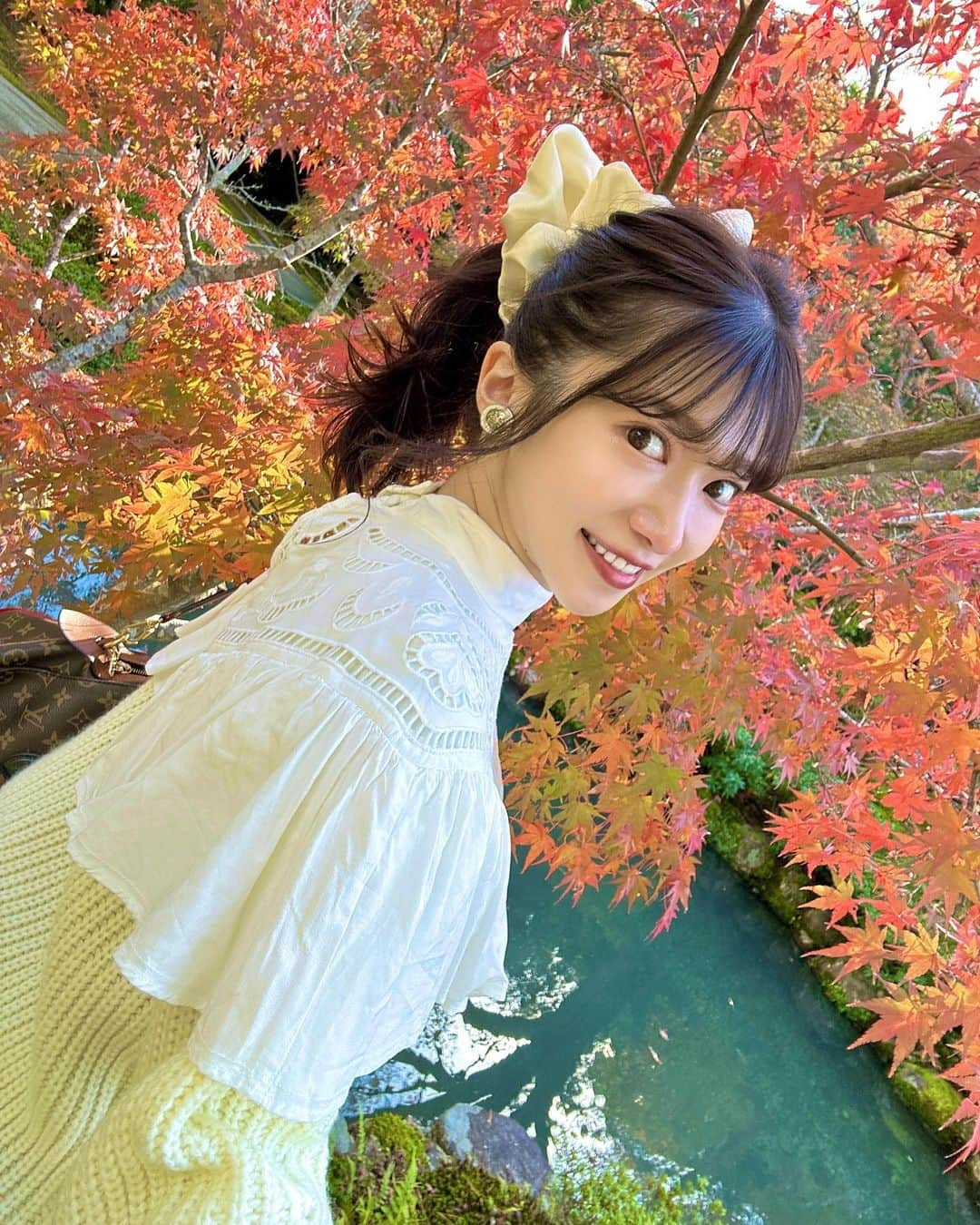 渚志帆のインスタグラム：「真っ赤な紅葉の葉っぱ𓂃𓂂🍁」