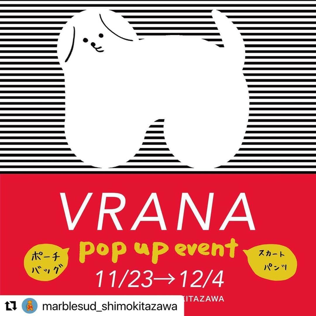 marbleSUD(マーブルシュッド) のインスタグラム：「#Repost @marblesud_shimokitazawa   ・・・ 🟡11月のイベントは...🟡  🦉☁️VRANAテキスタイルPOP UP SHOP🐈🍋  【ブラナ】VRANA ポップアップ初登場！ マーブルスタッフの中でも話題沸騰中の大注目のブラナ🌱  @vrana_mozolasika  生地のプリントから縫製までを全て行うオリジナルブランドです。 ユーモラスな魅力がつまった人、動物、ボタニカルモチーフのイラストが、ポーチやバッグ、ウエアなど豊富なラインナップで登場します🙌🏻 特に今回ブラナさんでも人気のポーチをなんと30種類100点以上ご用意いただきます！  圧巻のラインナップをぜひ店頭でご覧ください🌞 少し早めのクリスマスギフトをここで準備しちゃうのもおすすめですよ🎄🌠🎅  今年最後の作家イベント、 皆さまのご来店お待ちしております🍭  明日からはスタッフおすすめのアイテムを順次アップ予定です♪お楽しみに☺️  _________________________________ VRANAテキスタイルPOP UP SHOP ▫️開催期間　11/23(祝・木)〜12/4(月) ▫️場所　マーブルシュッド下北沢店 ▫️営業時間　11:30〜19:30(最終日18：00まで)  ※店舗限定イベントです。  marble SUD 下北沢店 ☎︎03-3481-6001」