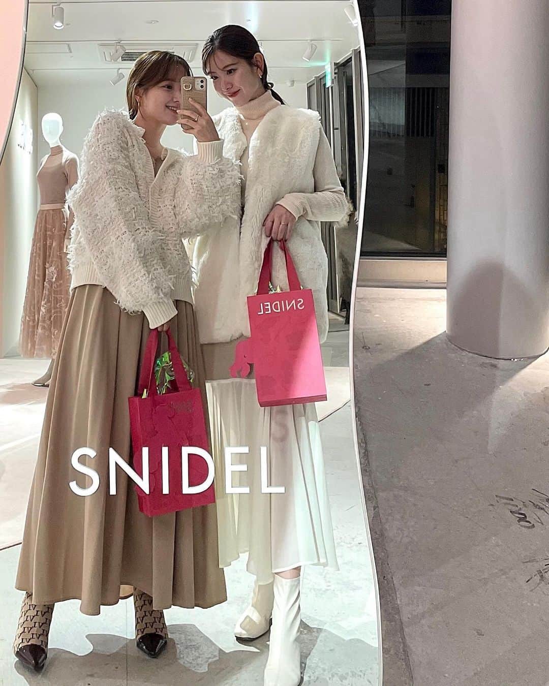 大野愛友佳のインスタグラム：「SNIDEL holiday collection🌲 お邪魔させていただきました❤︎  ホリデーシーズン待ちきれない..✨  #PR#SNIDEL#スナイデル #23WinterSNIDEL#snowmagicholiday #POPUP」