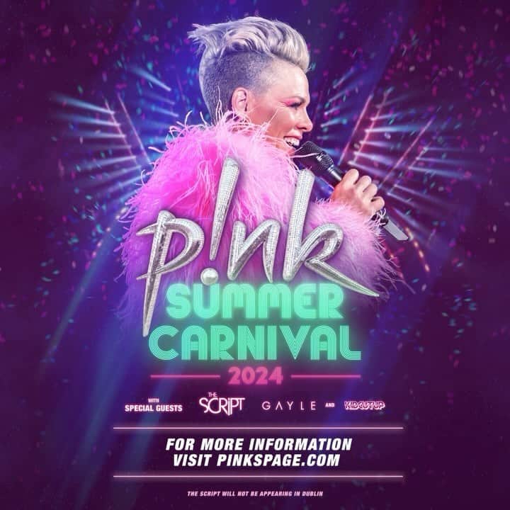 P!nk（ピンク）のインスタグラム：「We had so much fun we just GOTTA do it again!!!!!! I’m coming back so you better get the party started!!!! 💜🎡Tickets on sale Fri 11/24 #summercarnivaltour」