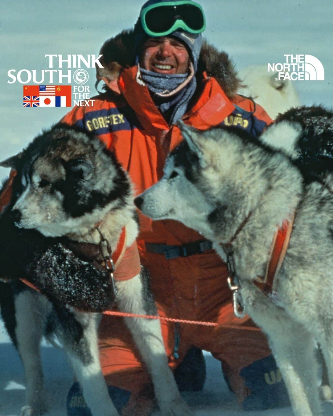 THE NORTH FACE JAPANのインスタグラム：「THINK SOUTH FOR THE NEXT 2023  1989年に世界初となる南極犬ぞり横断に挑戦し、それを達成した6カ国6名の冒険家。  「THINK SOUTH FOR THE NEXT」は当時彼らが考え、南極点から世界に発信した現代社会の問題に改めて注目し、環境と平和の大切さ、チャレンジスピリットの重要性を次世代へ継承するプロジェクトです。  2023年は彼らの挑戦を振り返ると共に、社会的なテーマを先入観に縛られないニュートラルな視点から発信するNEUT Magazineの編集長 平山潤氏と、若者の投票率が80%を超えるデンマークに留学し、若い世代の政治参加を促進するNO YOUTH NO JAPANを設立した能條桃子氏お招きし、「チャレンジスピリット」をテーマに掲げトークセッションを行います。 また、ゲストに南極大陸犬ぞり横断のメンバーである冒険家の舟津圭三氏をお招きし、当時の貴重な体験談をはじめ、現代の環境や平和に対しての想いなどを紐解きながら、より多様な視点で本プロジェクトへの理解を深めていきます。  *イベントの応募については、以下サイトとプロフィール欄ハイライトからご確認いただけます。 https://www.goldwin.co.jp/tnf/whatsnew/detail/?pi3=23411&pi=23410  THINK SOUTH FOR THE NEXT Website: https://www.think-south.com/  #ザノースフェイス #thenorthface #neverstopexploring #thinksouth #thinksouthforthenext2023 #transantarcticaexpedition」