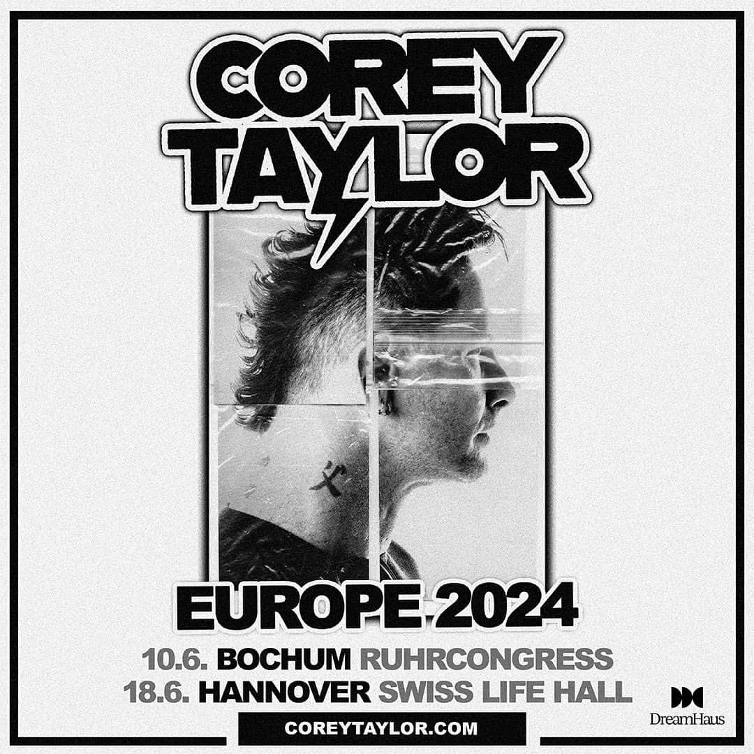 コリィ・テイラーのインスタグラム：「Germany & France! I just added a few headlining shows to my Europe run next summer. 🤘Tickets & VIP go on-sale this Friday, 24/11 at 10am CET: coreytaylor.com  10 June - Bochum, DE - @ruhrcongressbochum  18 June - Hannover, DE - Swiss Life Hall  02 July - Paris, FR - @olympiahall」