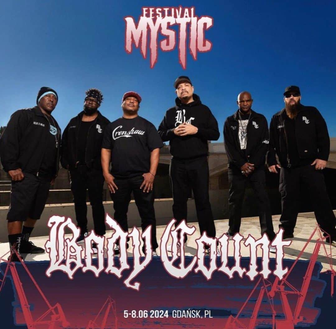 アイス-Tのインスタグラム：「Yep, we’re touring this summer! See you at Mystic Festival 2024 in Poland🔥Follow @bodycountofficial for more info.  #bodycount #mysticfestival」