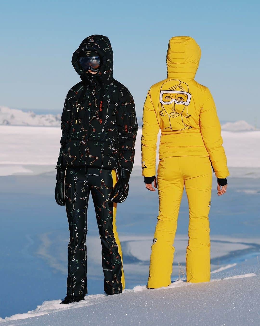 ロシニョールのインスタグラム：「Outer-space-inspired graphics bring playful energy to your cold-weather style. 😎  Colorful, creative, and cosmic, get ready for takeoff with the latest collaboration between @Rossignol x@jcdecastelbajac!  Available now in stores or at rossignol.com  #Anotherbestday #winter 📸 @goldiewilliams_」