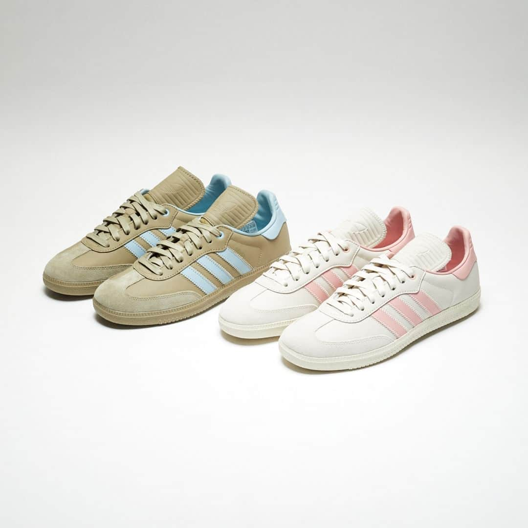 UNDFTDのインスタグラム：「Pharrell x adidas Samba Humanrace 'Orbit Green Ash Grey' and 'Aluminum Wonder Mauve' // Available now at Undefeated.com  @adidas @humanrace @pharrell」