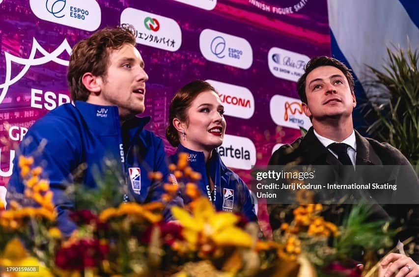 クリスティーナ・カレイラのインスタグラム：「Kiitos Finland!🫶🏻 That’s a wrap ok the Grand Prix season!! See you at nationals🥳 • • • #gpfigure #grandprixespoo #figureskating #icedance #teamusa」