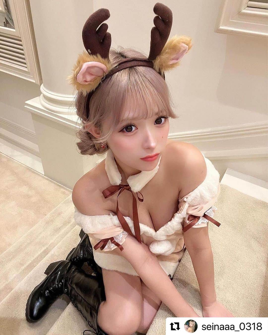 ドレスショップTIKA公式のインスタグラム：「ℕ𝕖𝕨🤎聖菜ちゃん着用トナカイコスプレ🦌🌟 お待たせしました〜ッ🙏🏻販売開始です⸜ᐢ-𖥦-ᐡ⸝✨ . . #聖菜 #ギャルママ #サンタコスプレ #クリスマスコスプレ #トナカイコスプレ」